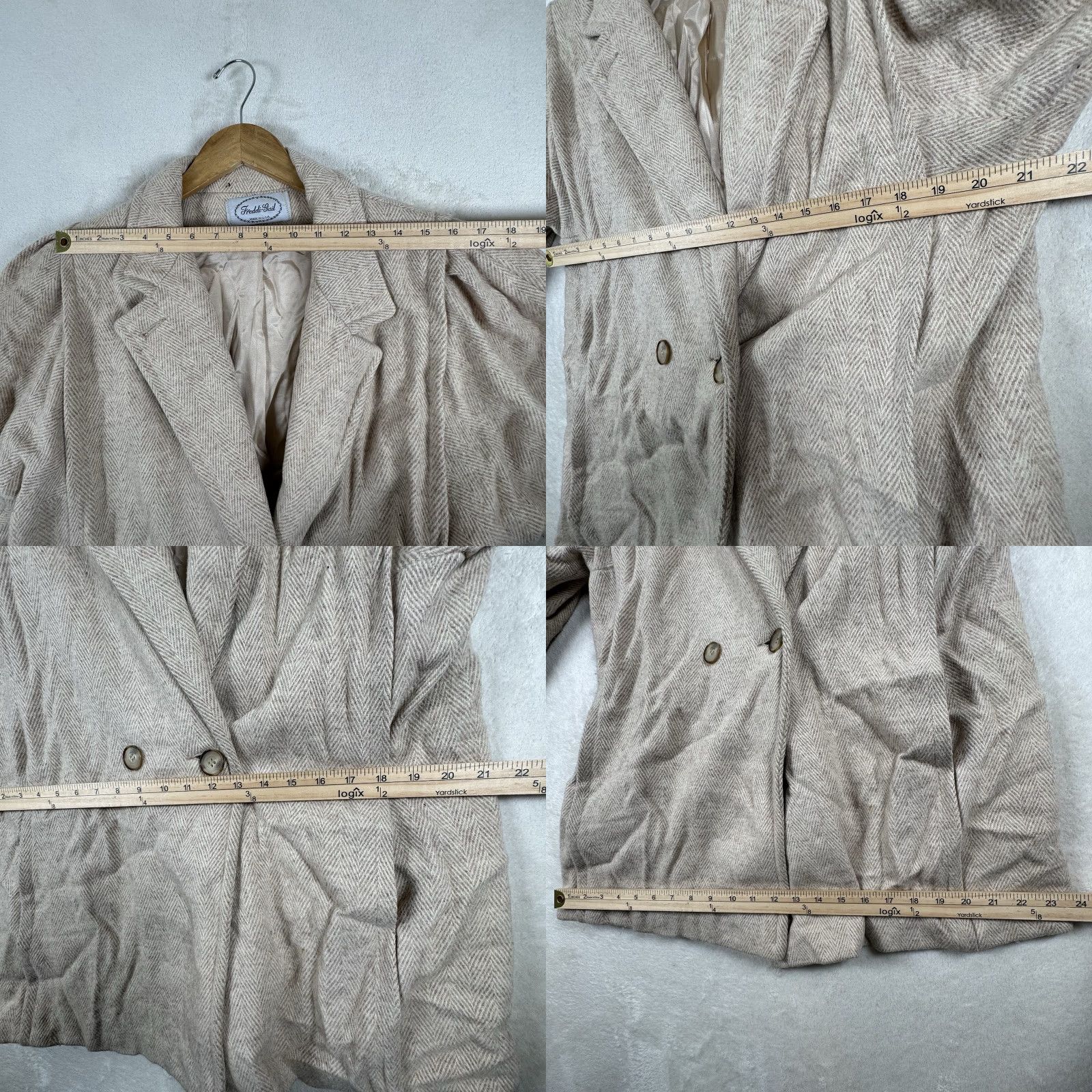 Vintage VINTAGE Freddi-Gail Wool Blend CREAM Double-Breasted Coat L Size L / US 10 / IT 46 - 10 Thumbnail