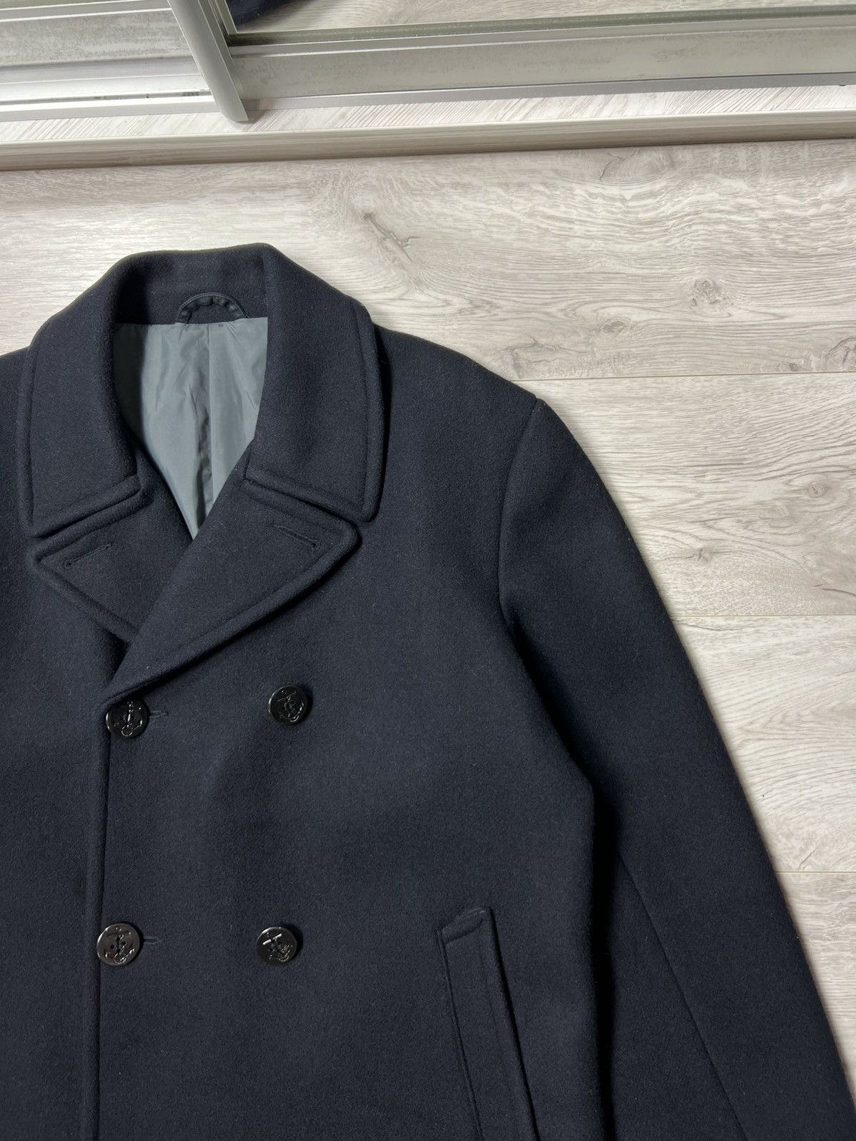 G-Star Rare G-Star RAW Wool Double Breasted Pea Coat Anchor Buttons Size US L / EU 52-54 / 3 - 4 Thumbnail