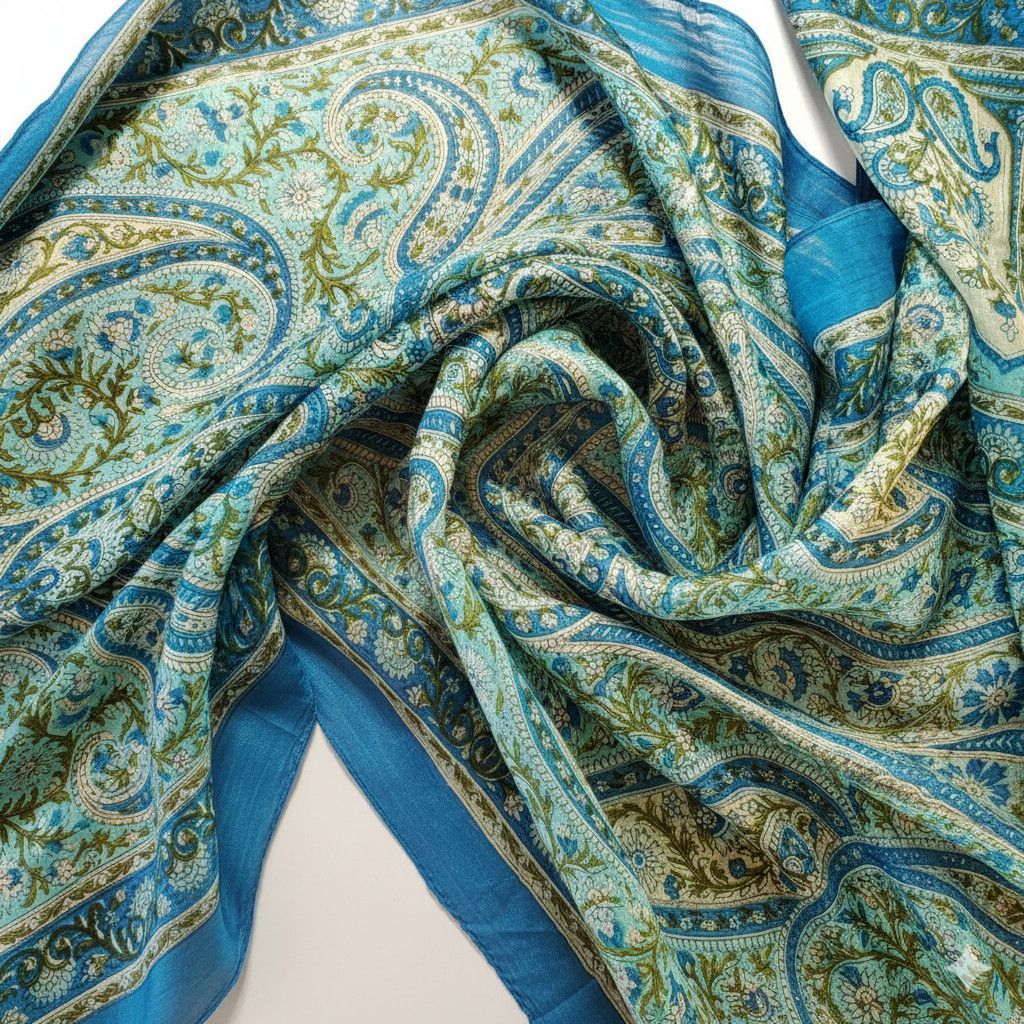 Other Made in India 68x19" Scarf 100% Silk Vintage Chiffon Size ONE SIZE - 7 Thumbnail