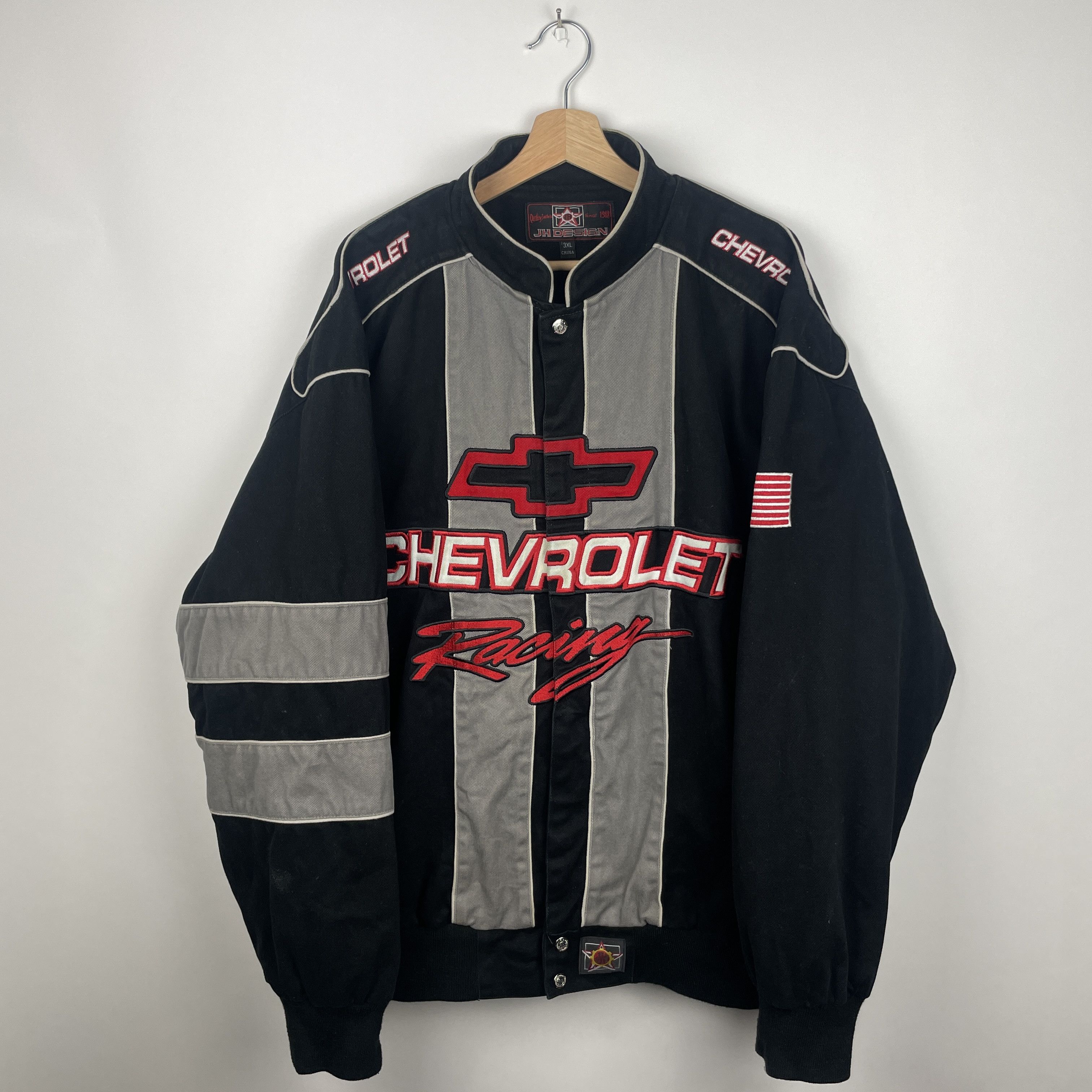 image of Vintage Jeff Hamilton Chevrolet Racing Jacket in Black, Men's (Size 2XL)