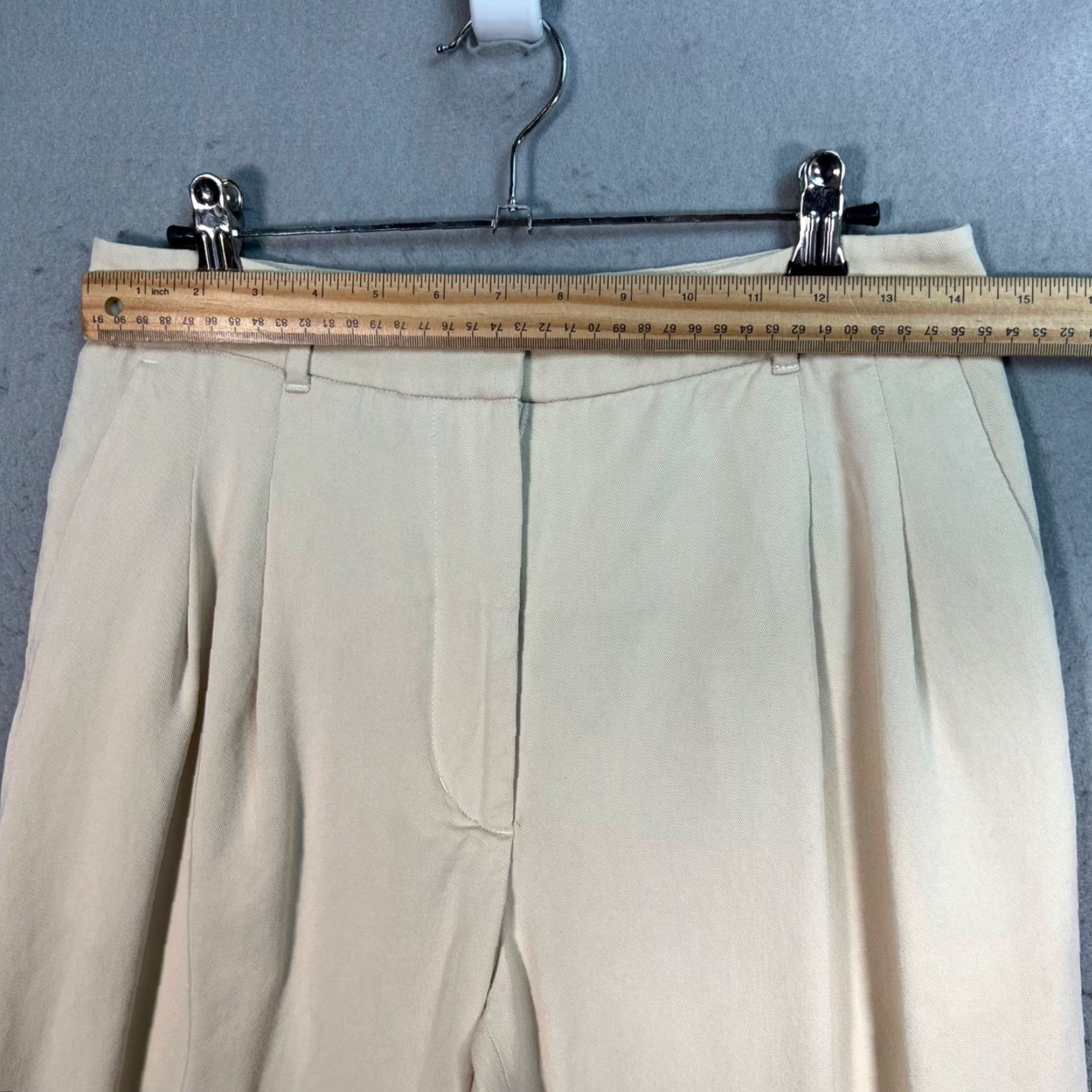 Oak + Fort Oak + Fort Womens Beige Pleated Wide-Leg Pants Size 6 Size 28" / US 6 / IT 42 - 5 Thumbnail