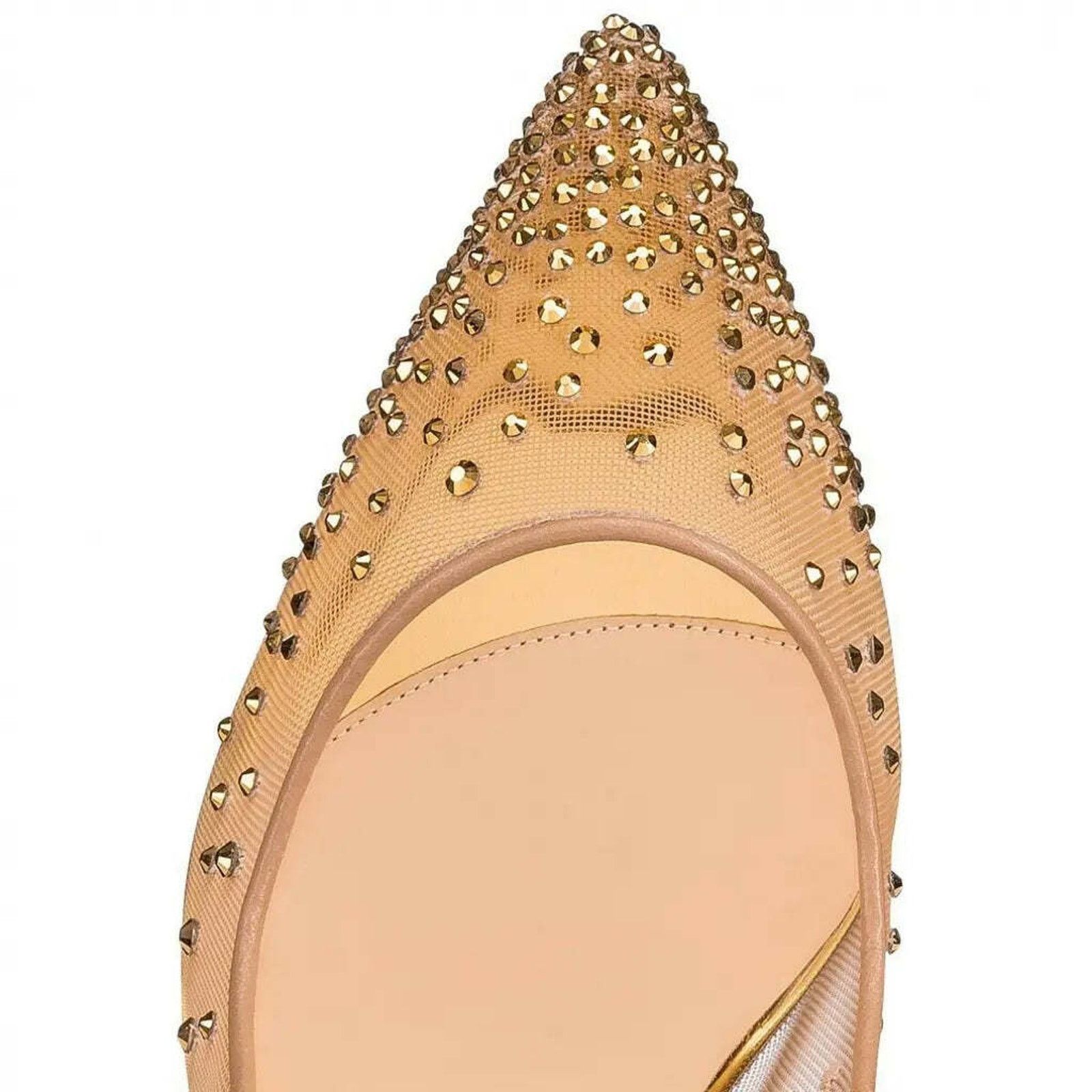 Christian Louboutin Follies Strass 100 Gold Mesh Crystal Pigalle Heel Pump 39.5 Size US 9.5 / IT 39.5 - 6 Thumbnail