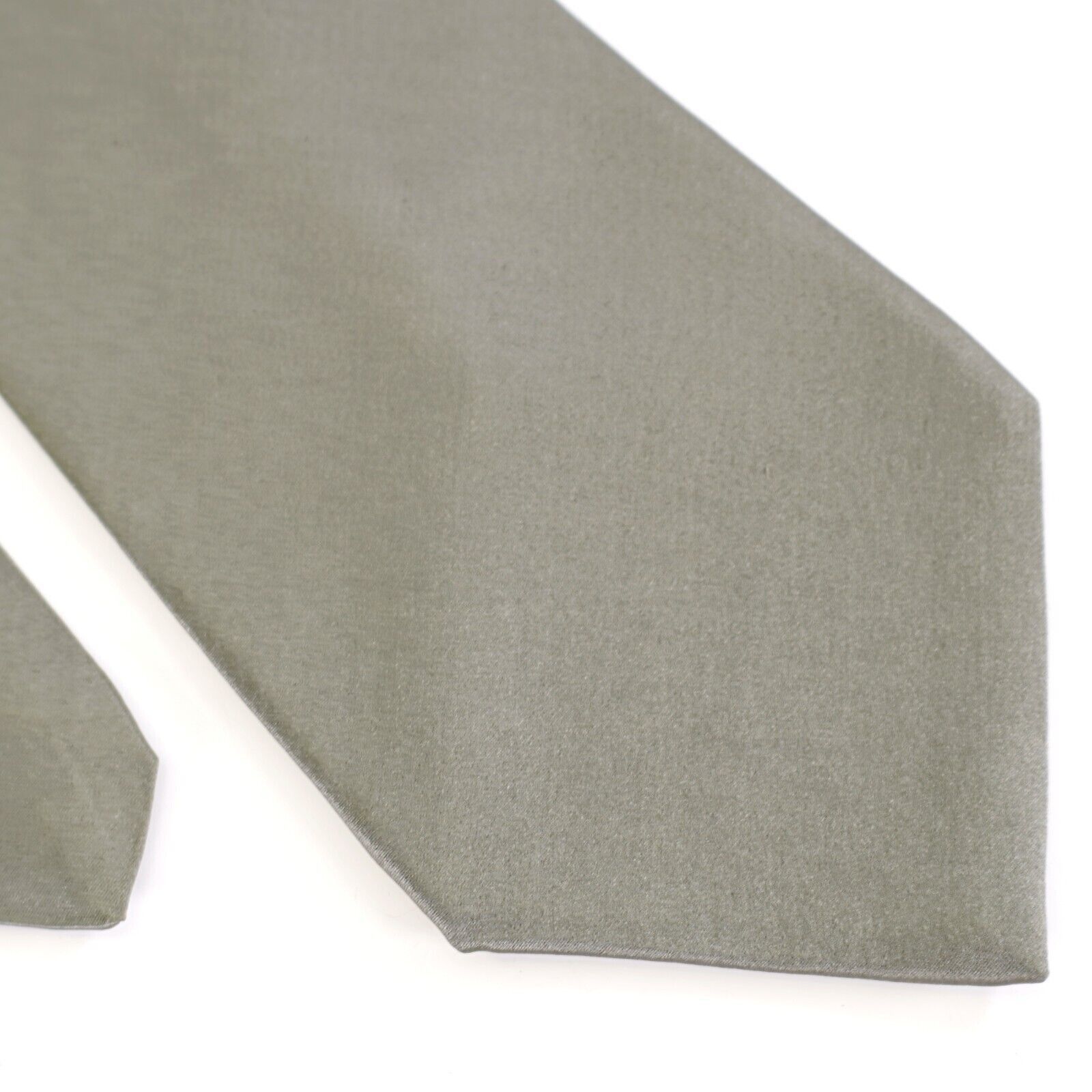 Stafford Stafford Executive Solid Beige Green Wide Silk Tie Size ONE SIZE - 1 Thumbnail