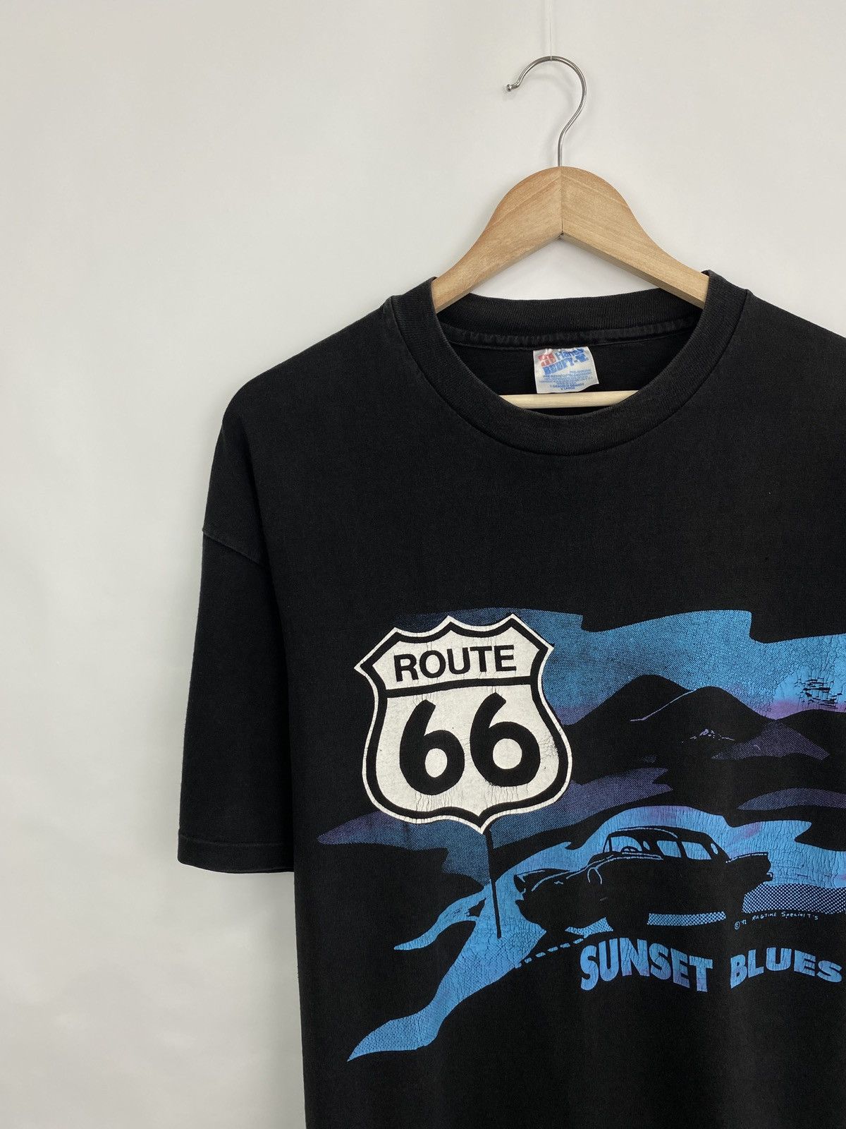 Route 66 🇺🇸 Vintage 1992 Route 66 Sunset Blues Hanes T-Shirt Y2K Retro Size US XL / EU 56 / 4 - 2 Thumbnail