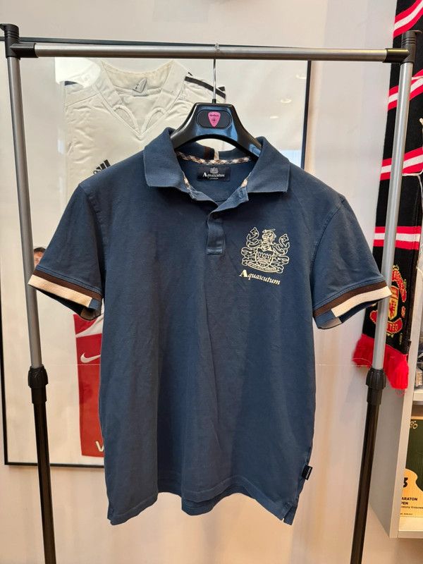 Aquascutum Aquascutum Polo Big Logo Blue Pattern Shirt L Size US L / EU 52-54 / 3 - 1 Thumbnail