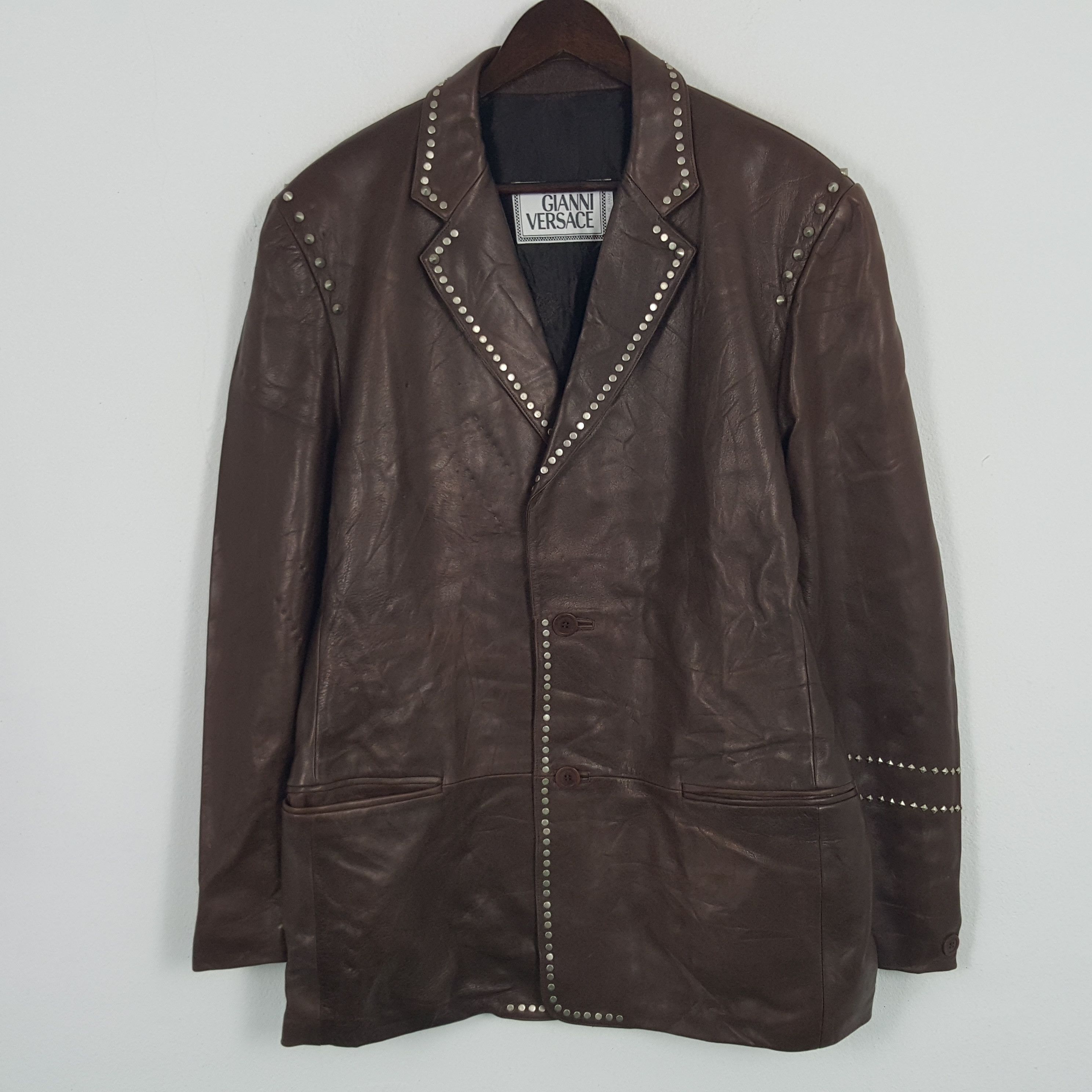 Vintage Gianni Versace Leather Blazer Coat Jacket