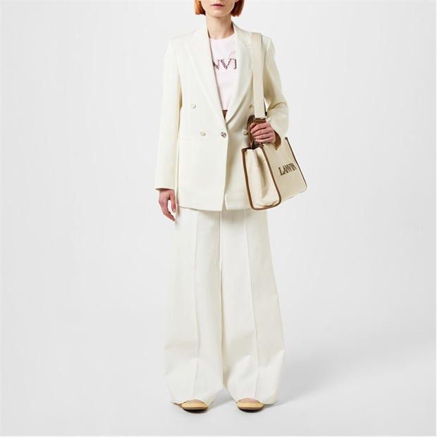 Lanvin o1g2r1mq1024 Double Breasted Tailored Jacket in Off White Size L / US 10 / IT 46 - 6 Thumbnail