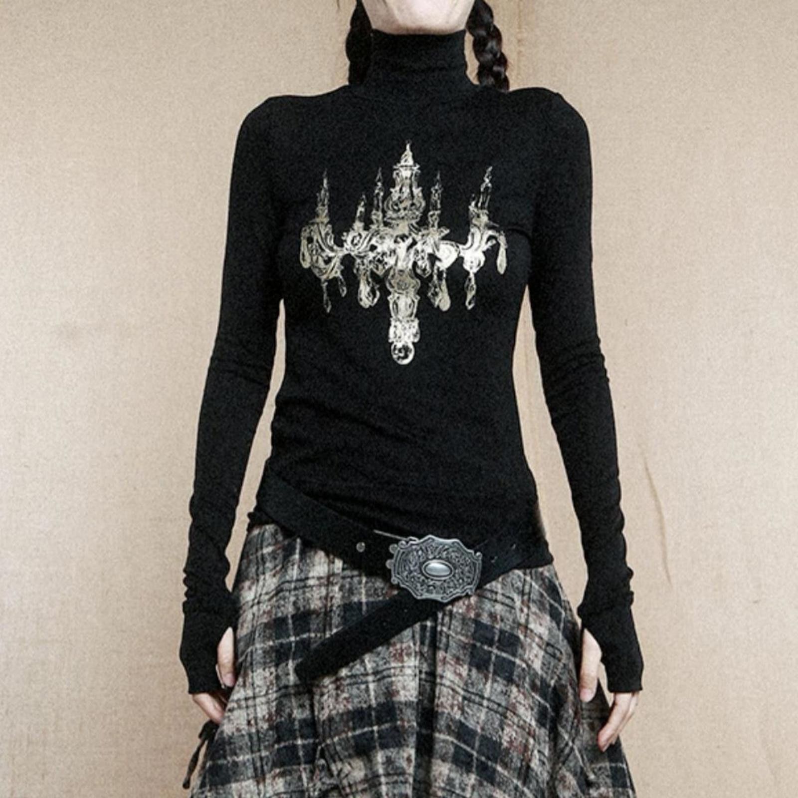 Japanese Brand Gothic Chandelier Print Turtleneck Size M / US 6-8 / IT 42-44 - 6 Thumbnail