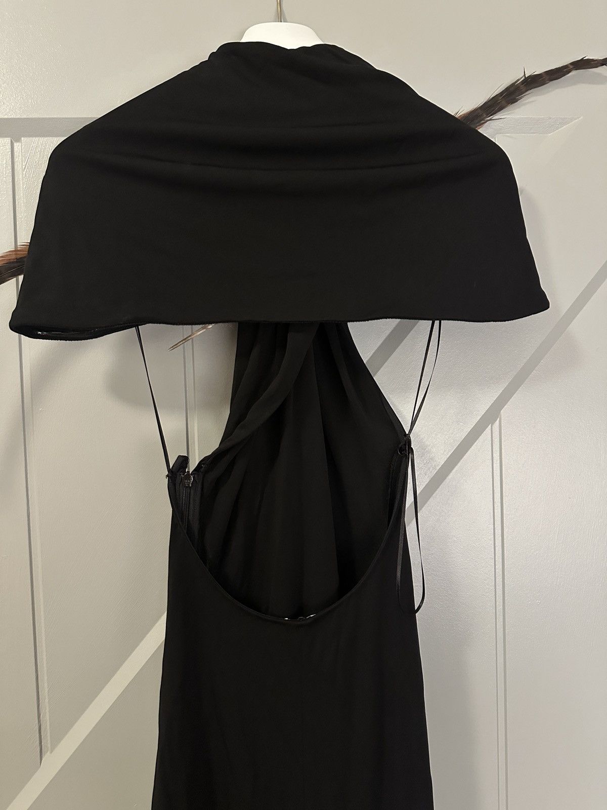 Loewe Black Maxi Dress with Feather Detail