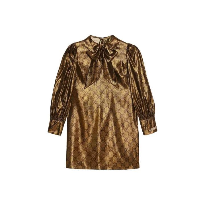 Gucci Gucci SS23 Golden Logo Long Sleeve Dress Size M / US 6-8 / IT 42-44 - 1 Thumbnail
