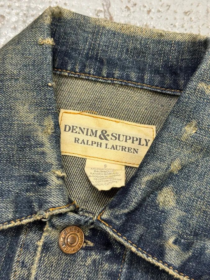 Designer × Polo Ralph Lauren × Vintage 2000s Ralph Lauren Blue USA Flag Eagle Denim Jacket Size US S / EU 44-46 / 1 - 7 Thumbnail