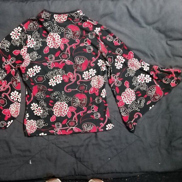 Vintage Vintage Rave Oriental Flower Blossoms Crop Top Shirt Size L / US 10 / IT 46 - 4 Thumbnail