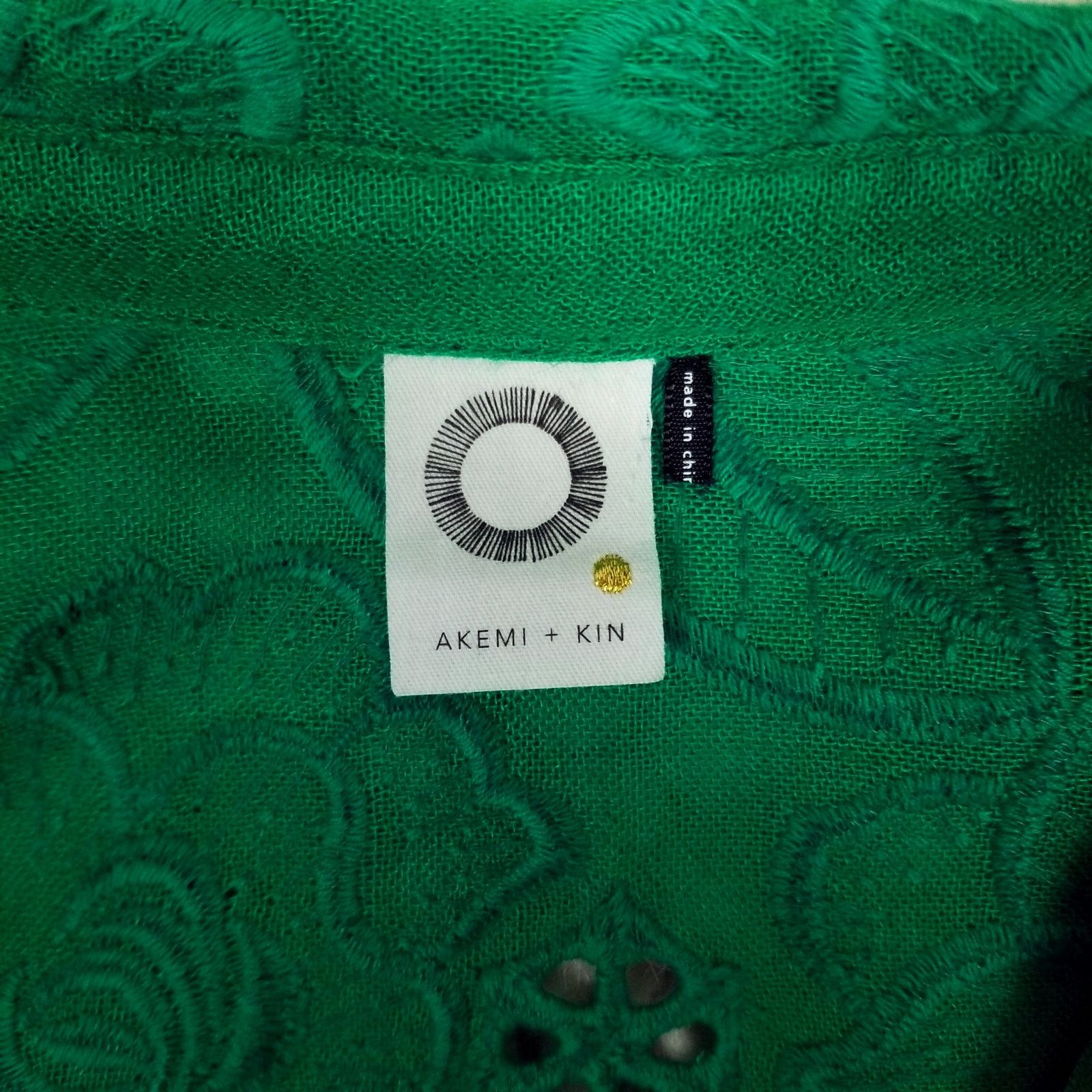 Anthropologie Akemi + Kin Abacos Embroidered Tunic Blouse Green Sz Small Size S / US 4 / IT 40 - 6 Thumbnail