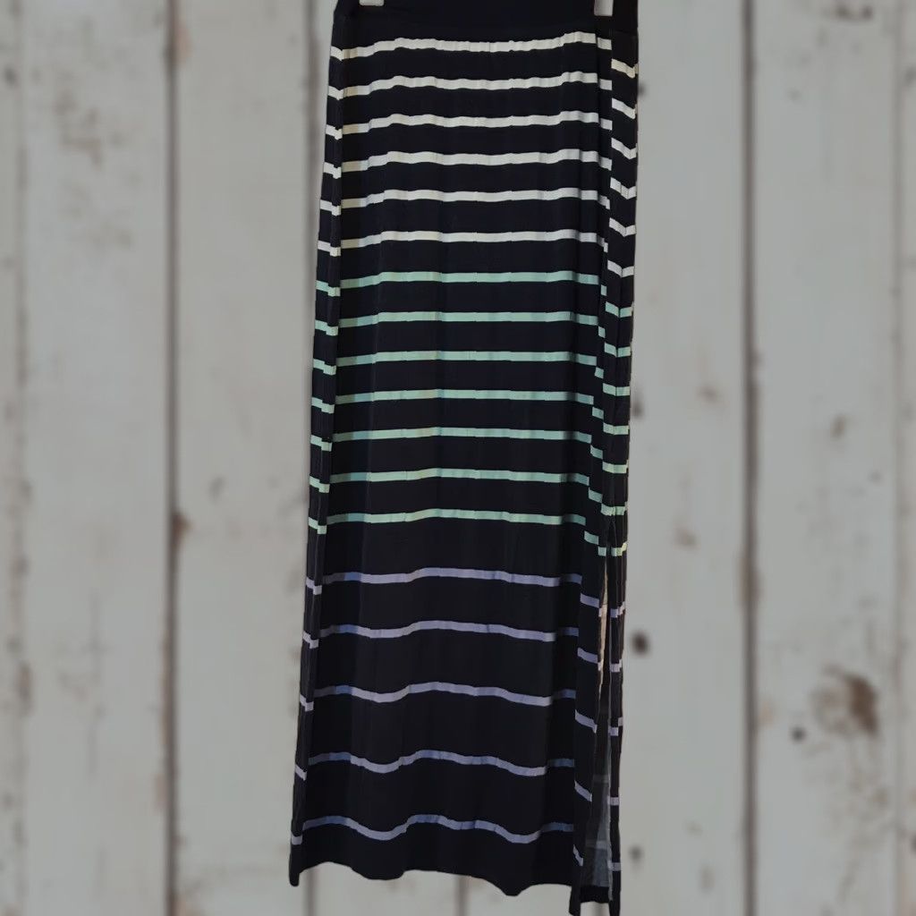 Apt. 9 Apt. 9 Striped Maxi Skirt Womens Size L Multicolor Side-Slit Lightweight Stretch Casual Size 36" / US 14 / IT 50 - 1 Thumbnail