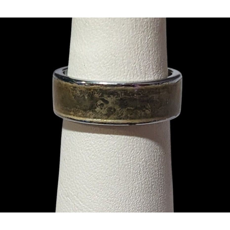Other Casual Grunge Silver Tone Crackled Green/Brown Inlay Ring Si Size ONE SIZE - 1 Thumbnail