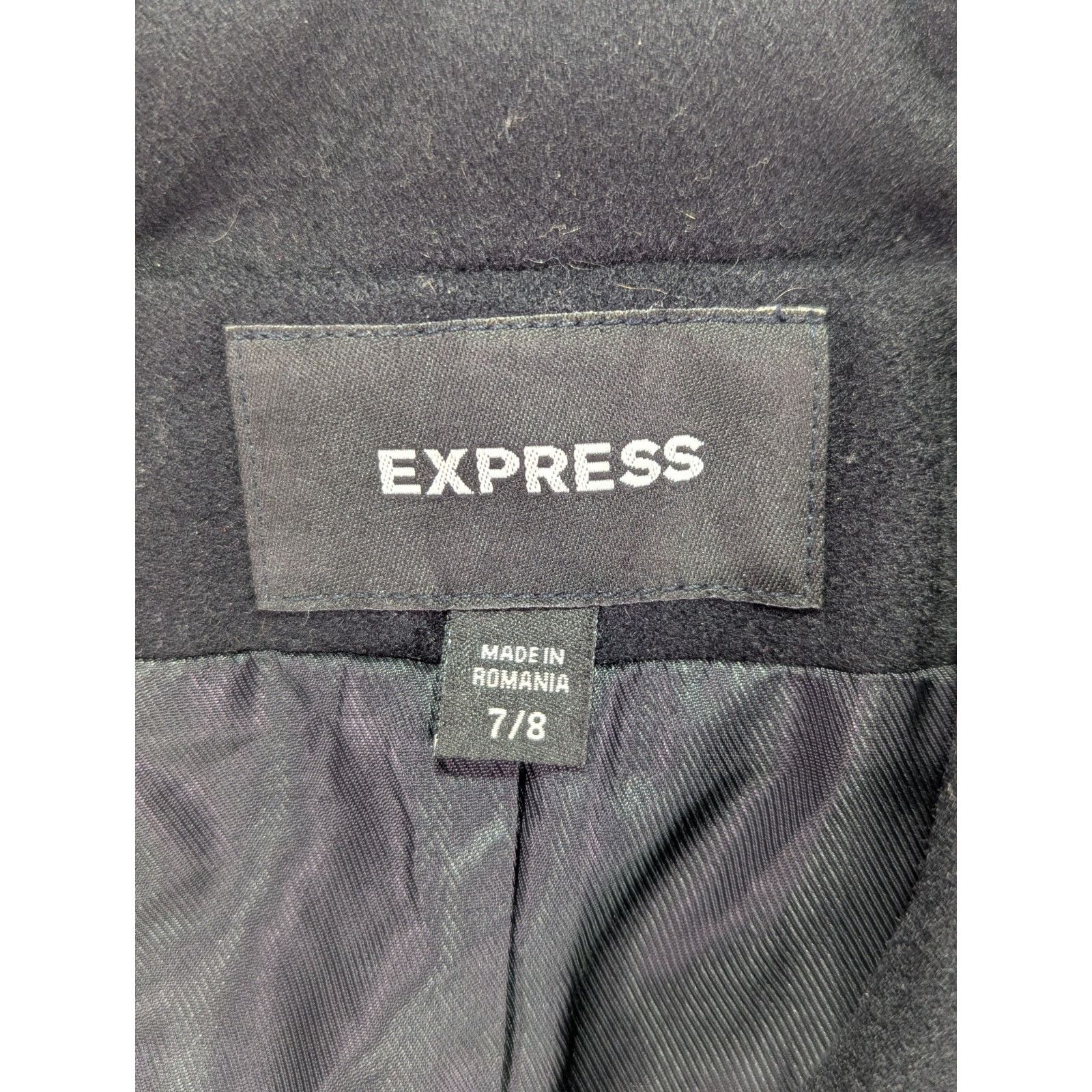 Express Size 7/8 Black Wool Coat Hidden Button Placket VTG Y2K Size M / US 6-8 / IT 42-44 - 4 Thumbnail