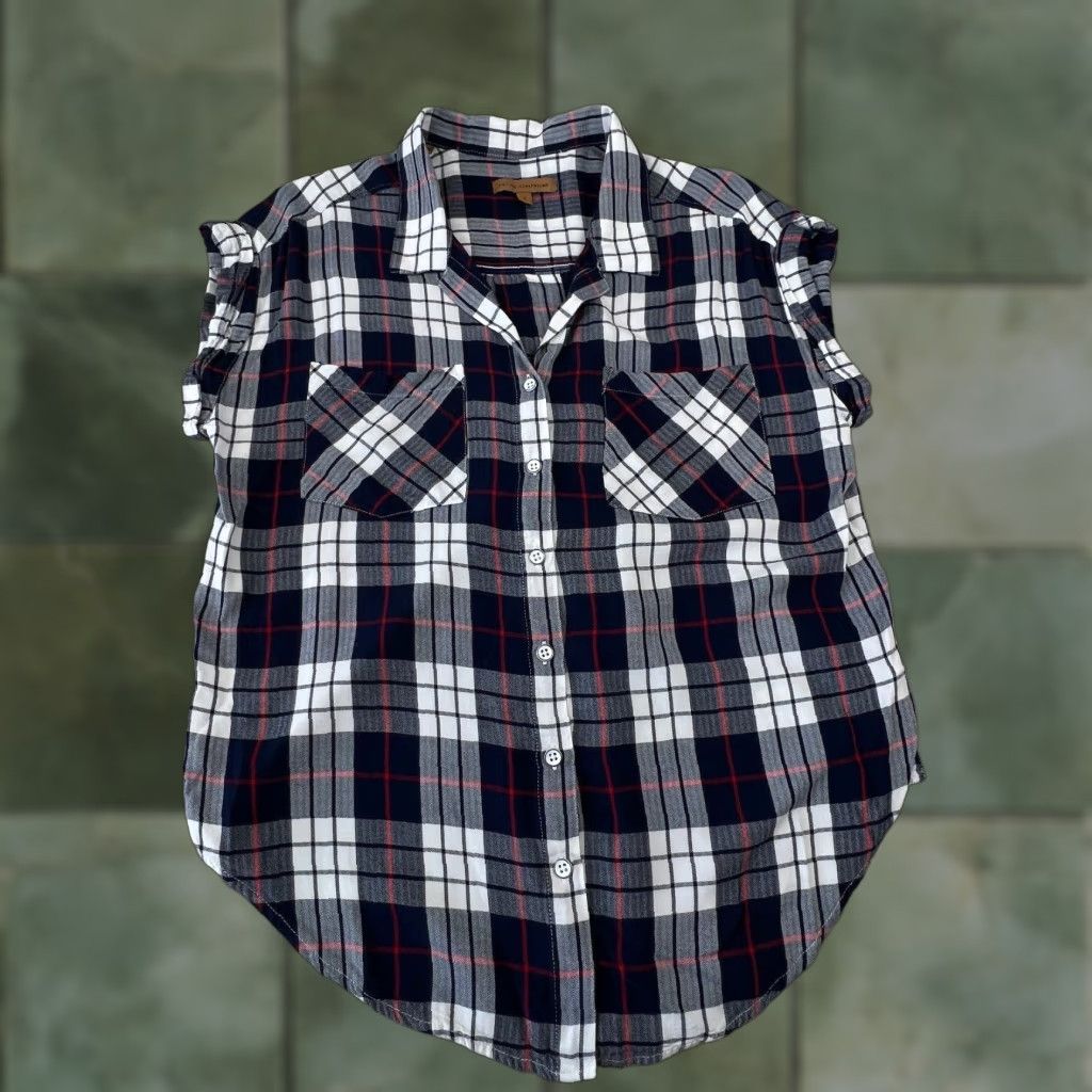 Vintage Jachs Womens Blue Plaid Sleeveless Button Up Shirt Small Size S / US 4 / IT 40 - 1 Thumbnail