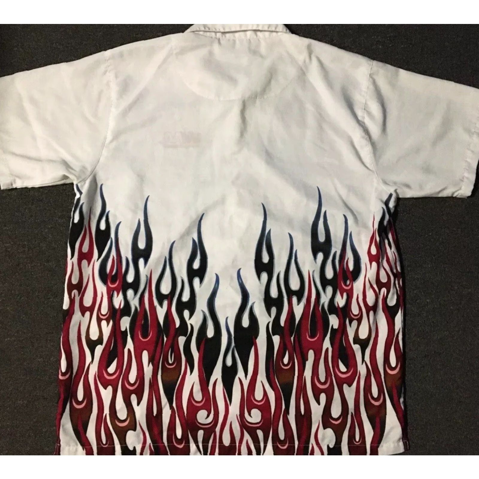 Vintage VINTAGE Flames All Over Print Button Up Shirt XL White Men's T-Shirt 80s 90s Grunge Punk Skate Surf Harley Biker Rock Size US XL / EU 56 / 4 - 2 Thumbnail
