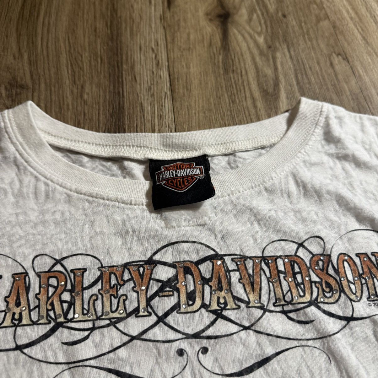 Harley Davidson Vintage Y2K/2000s Grunge White Cute Harley Davidson Top! Size M / US 6-8 / IT 42-44 - 3 Thumbnail