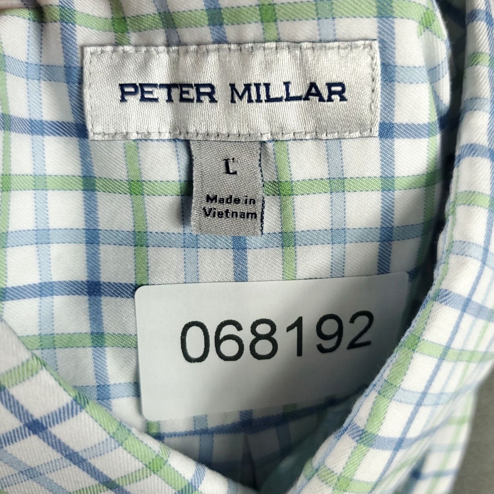 Peter Millar Peter Millar Shirt Mens Large Blue Plaid Nylon Cotton Button Up Long Sleeve - Vintage Condition Size US L / EU 52-54 / 3 - 8 Thumbnail