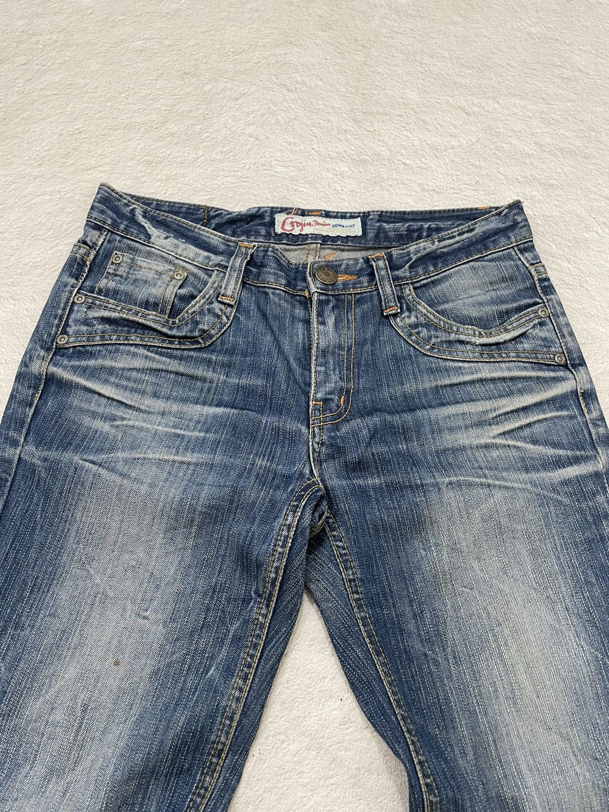Japanese Brand 00s Diesel Flare Denim Distressed Bootcut Blue Jeans Wash Y2 Size US 31 - 4 Thumbnail