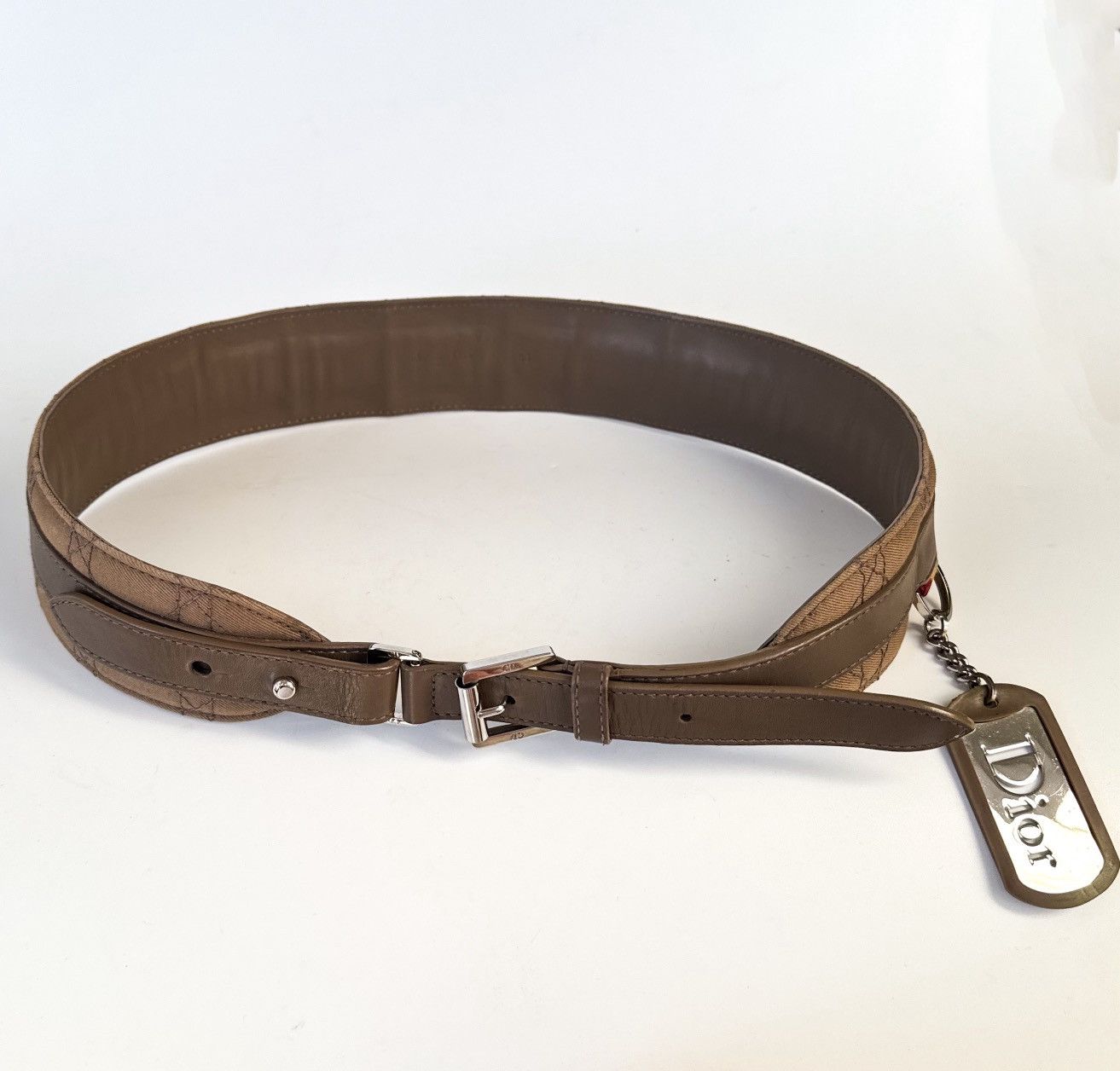 Dior Christian Dior khaki olive brown belt quilted Cannage Size ONE SIZE - 1 Thumbnail