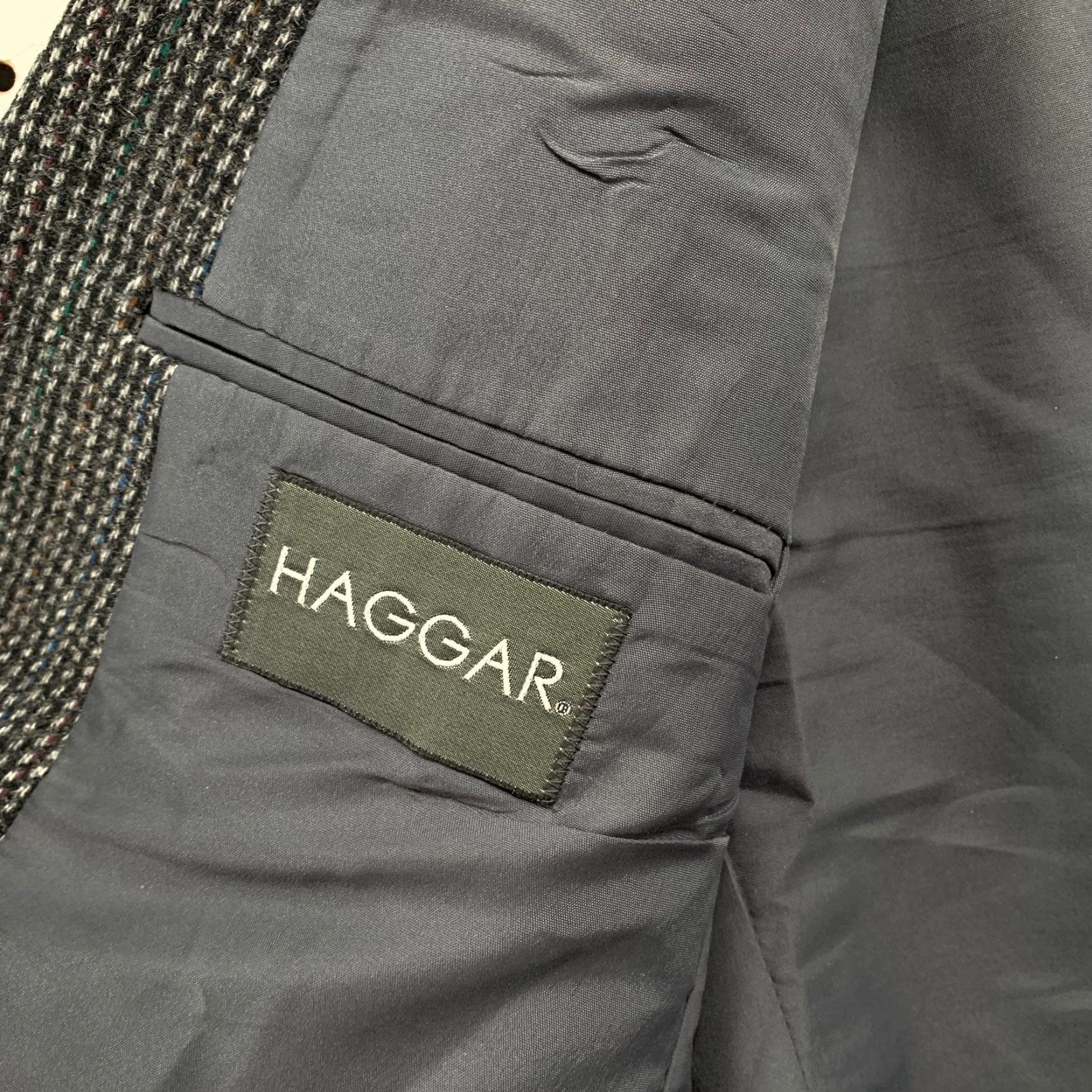 Haggar VINTAGE Haggar Wool Tweed Blazer Mens 44 Gray Business Two Button 100% Pure Wool Size 44R - 5 Thumbnail