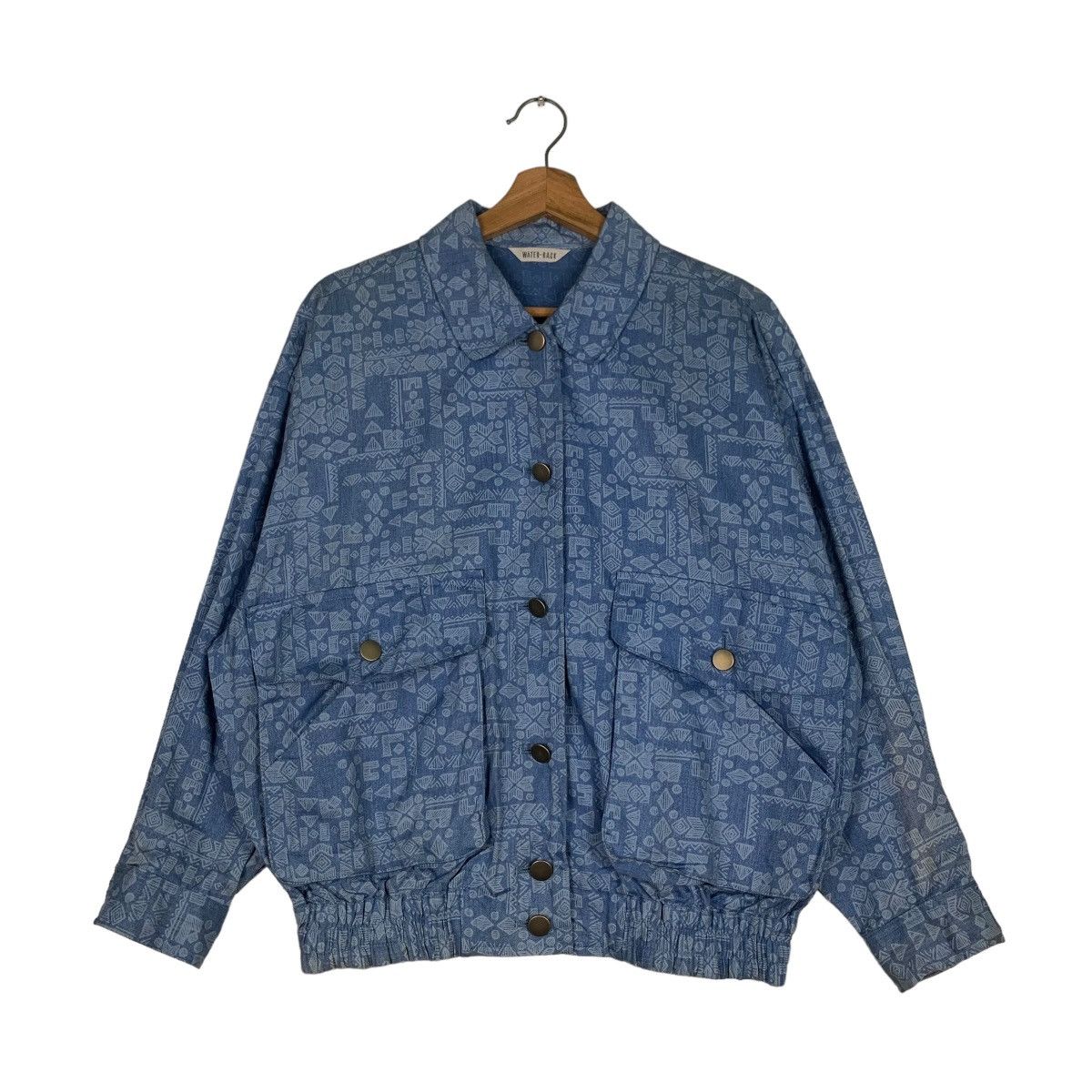 Japanese Brand WATER BACK Motif Design Blue Bomber Jacket #0889-C40 Size M / US 6-8 / IT 42-44 - 1 Thumbnail