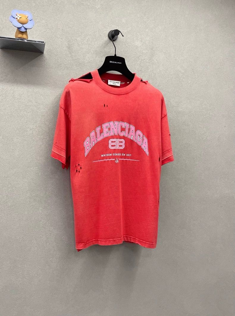 Balenciaga Balenciaga Orange Red Logo Printed Short Sleeve Size US XS / EU 42 / 0 - 3 Thumbnail