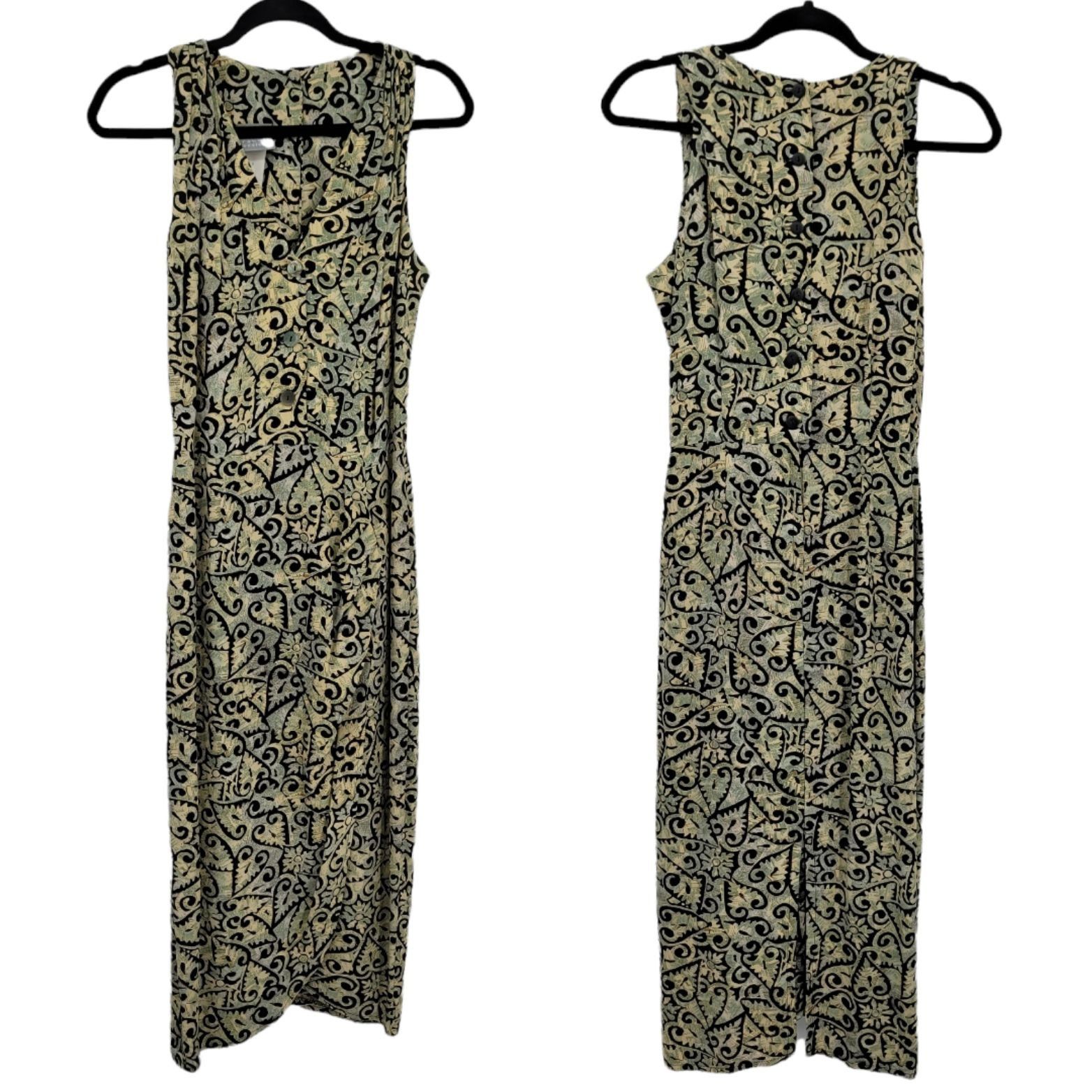 Vintage Vtg 80's Pinafore Midi Dress Sz S Green Sleeveless V-neck Mo Size S / US 4 / IT 40 - 11 Thumbnail