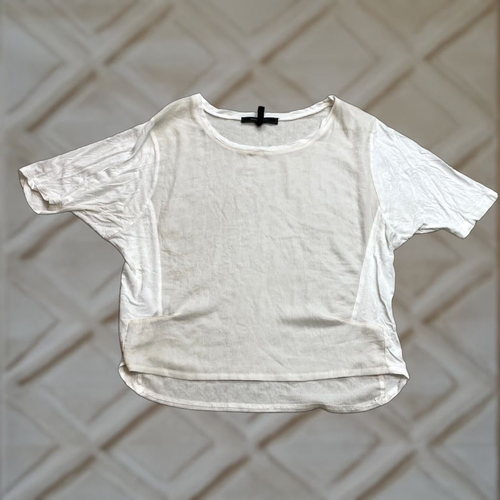 Bcbgmaxazria BCBGMAXAZRIA Shirt Womens Small White Casual Sleeve Soft Rayon Ladies Top Size S / US 4 / IT 40 - 1 Thumbnail