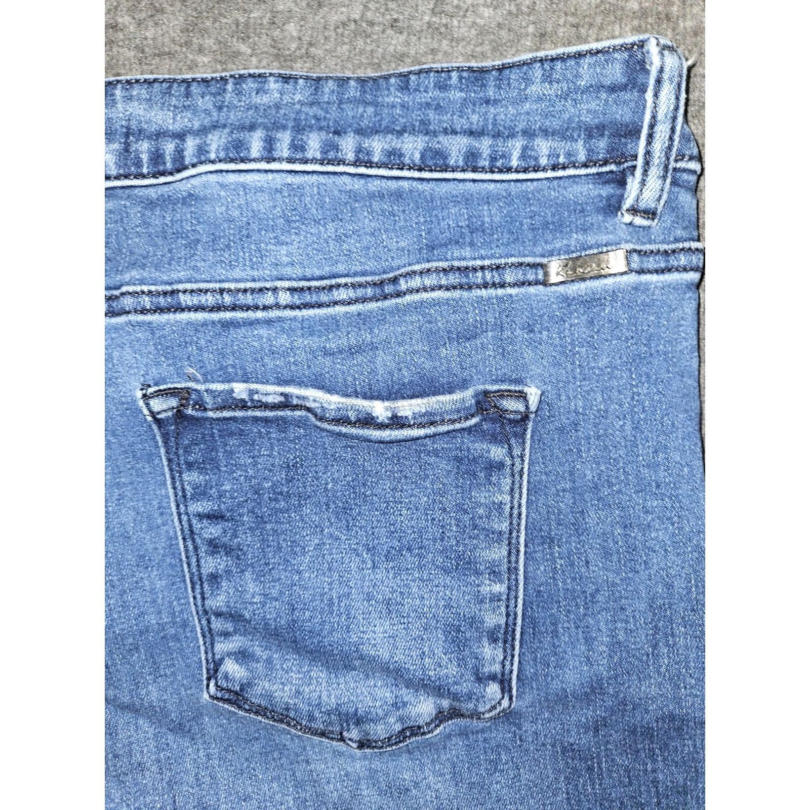 Vintage KanCan Jeans Womens 20 Blue Medium Wash Skinny High Rise Distressed Raw Hem Denim Plus Size 5-Pocket Pockets Stretch Jeans Mens? Size 42" / US 20 - 8 Thumbnail