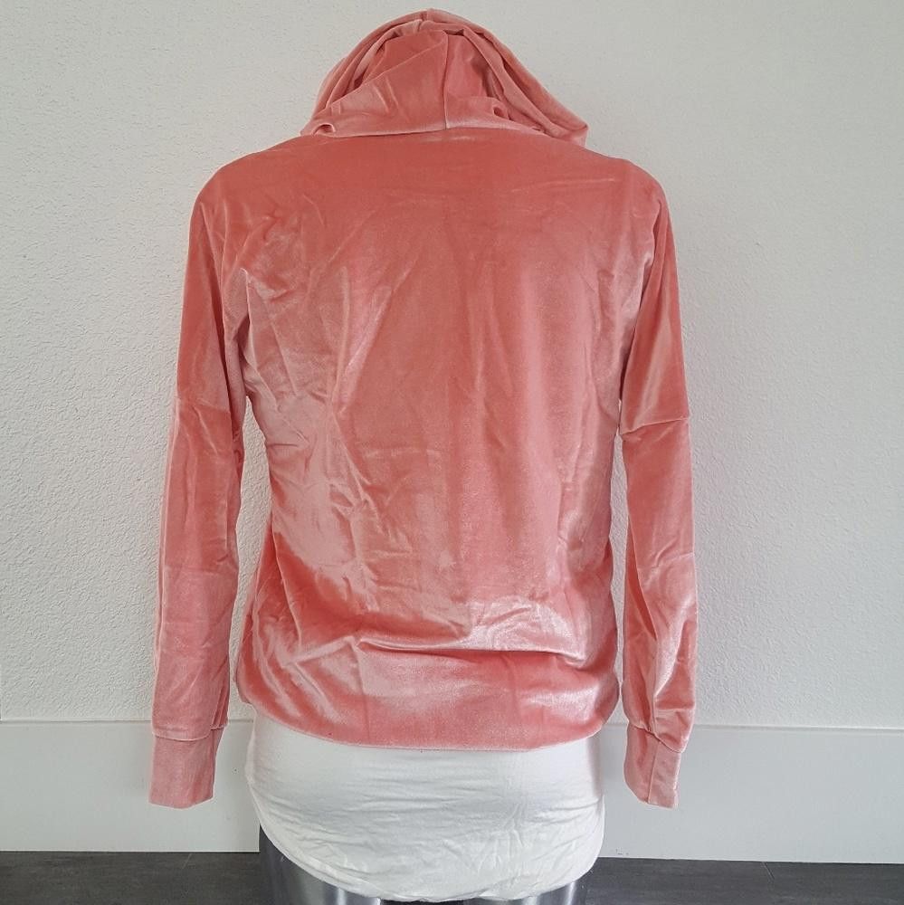 Designer Pink Lush Velvet Hooded Sweatshirt Size M / US 6-8 / IT 42-44 - 2 Thumbnail