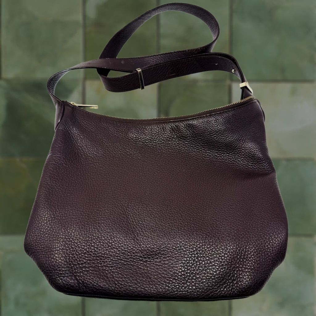 Talbots Talbots Leather Shoulder Bag Womens Medium Brown Classic Purse Zip Hobo Shoulder Bag Fashion Accessories Size ONE SIZE - 1 Thumbnail
