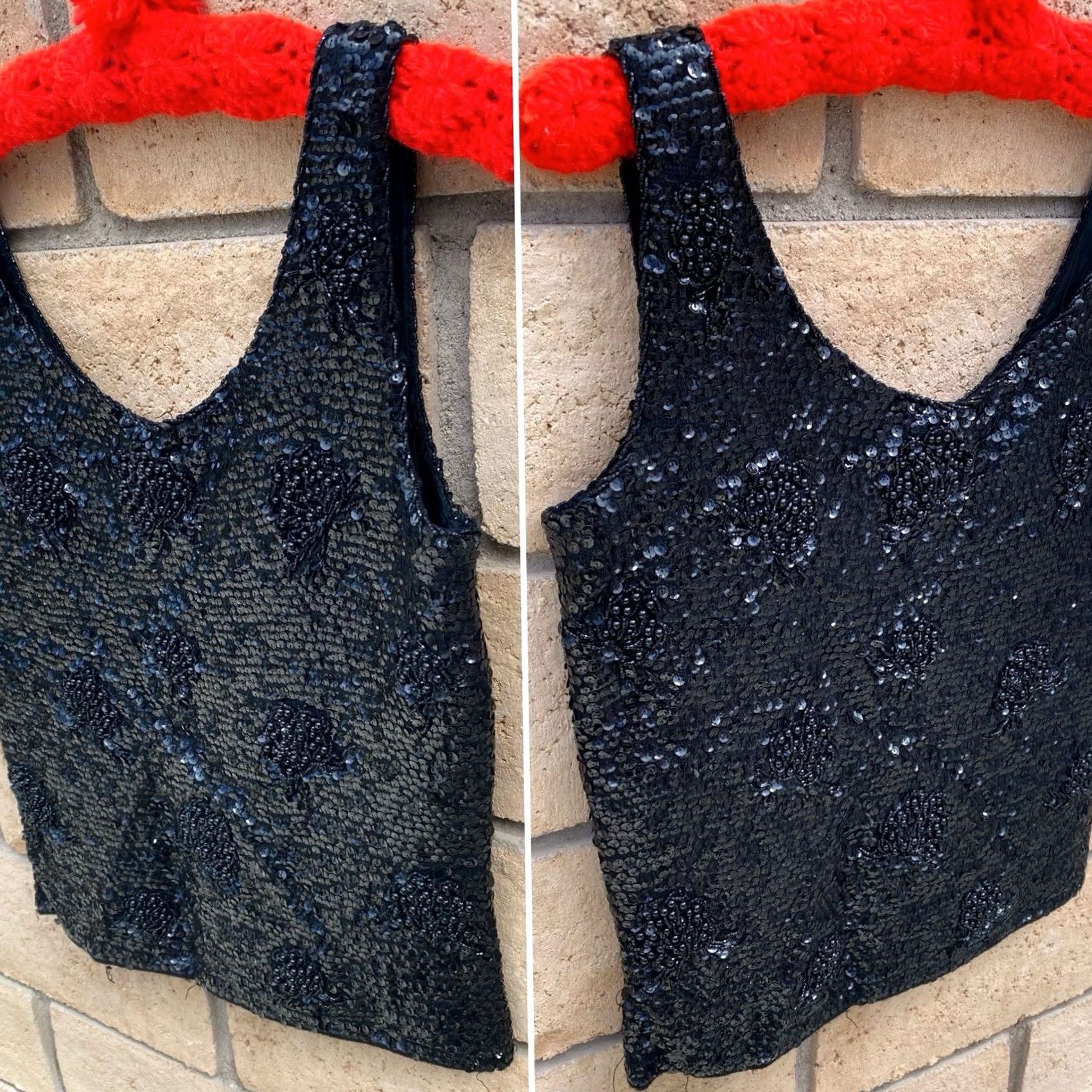 Vintage VTG 50s 60s Black Sequin Beaded Wool Top Hong Kong Metal Zip Pinup Glam Shirt S Womens Size S / US 4 / IT 40 - 5 Thumbnail