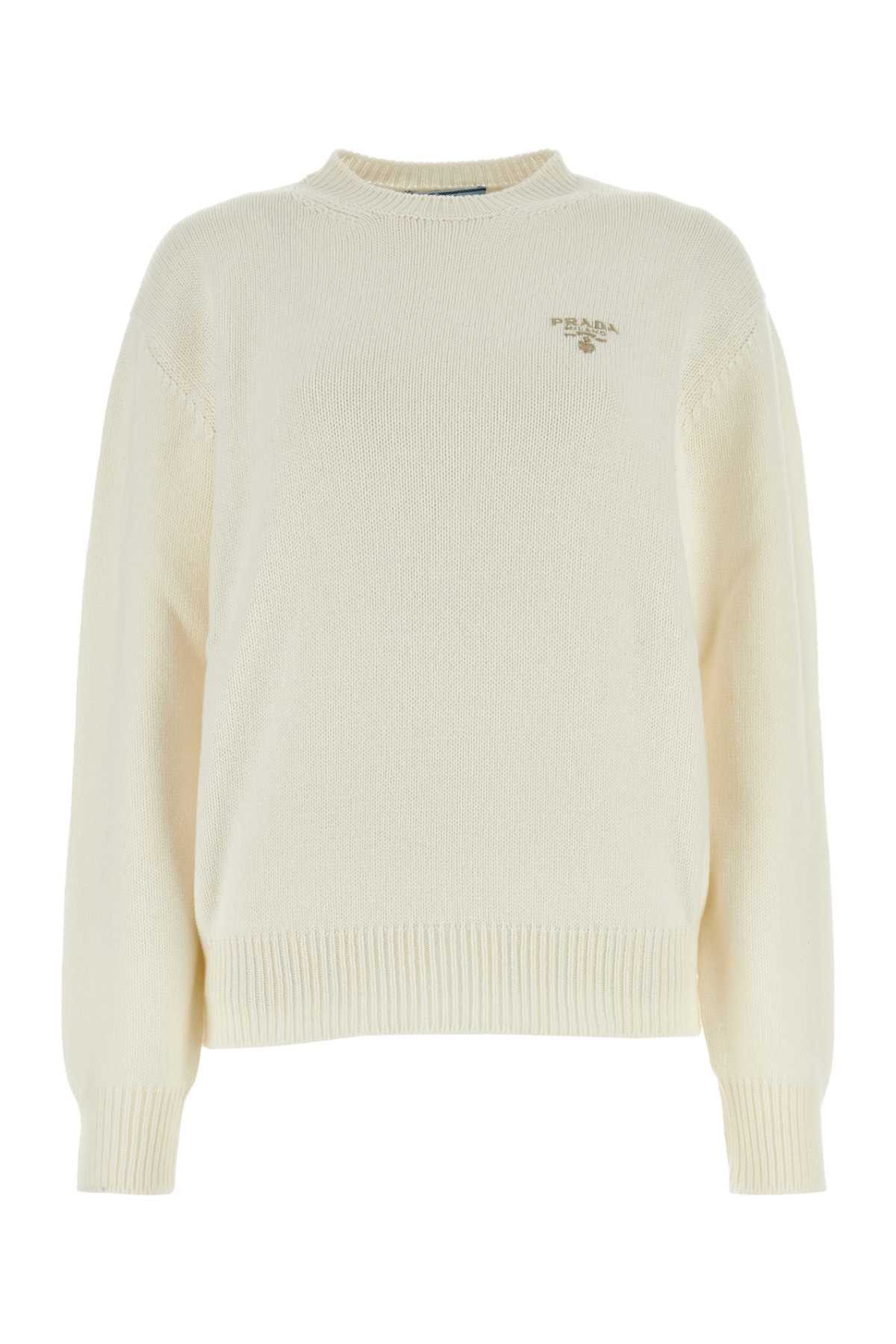 image of Prada Ivory Cashmere Sweater in White, Women's (Size XS)