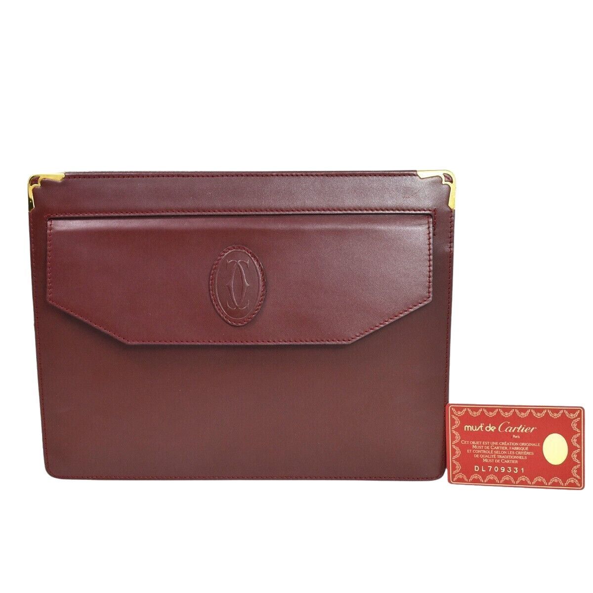 image of Cartier Must De Clutch Bag in Red, Women's