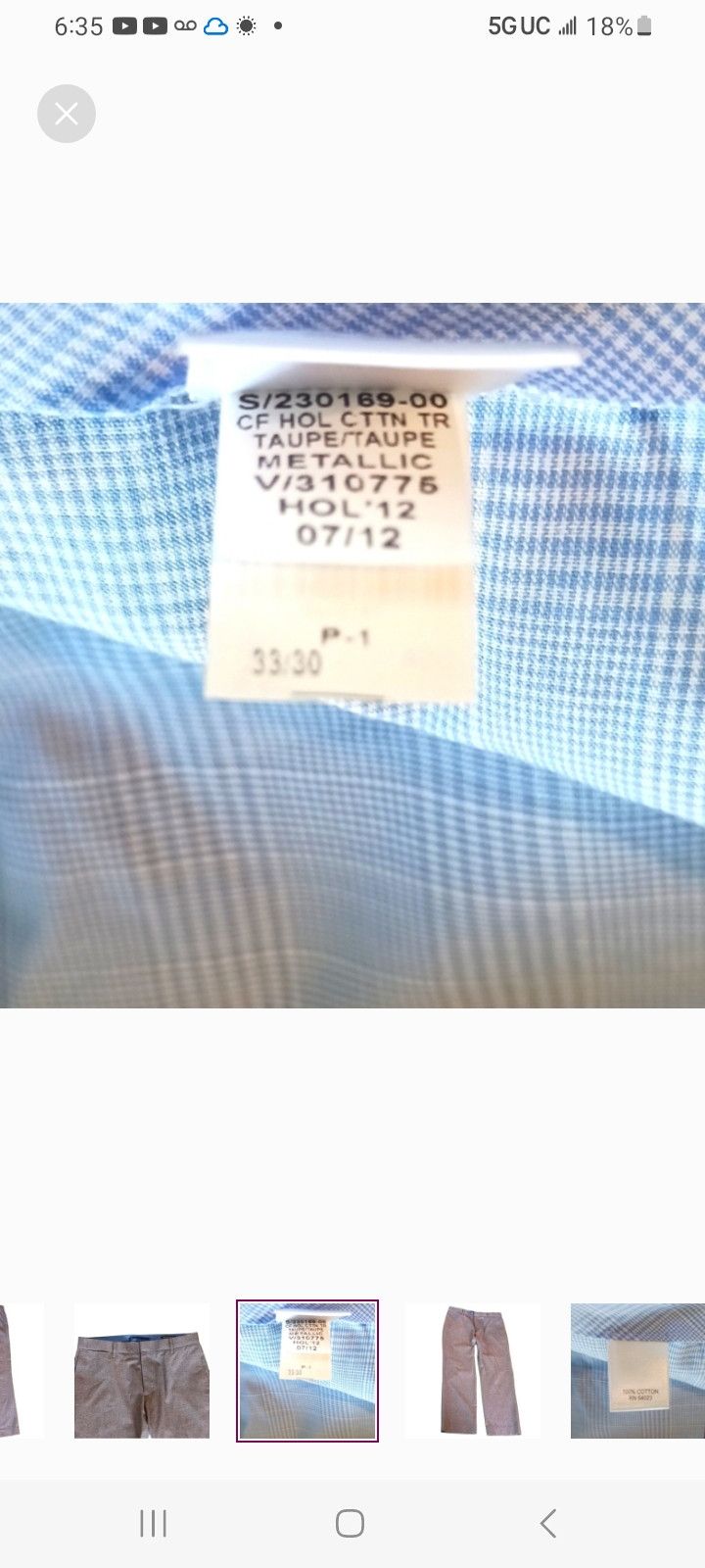 Banana Republic Banana Republic Classic Fit Cotton Pants Size US 33 - 5 Thumbnail