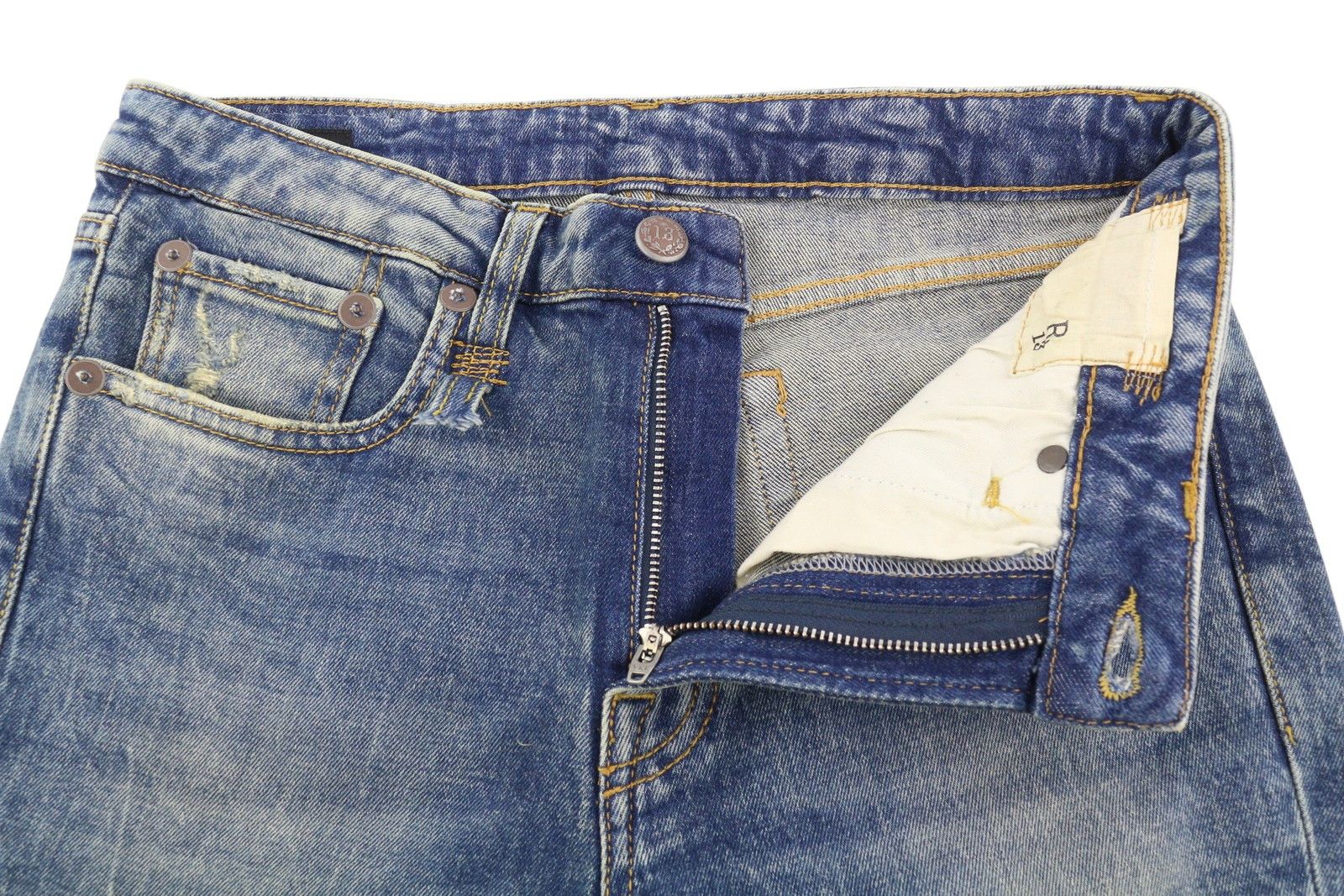 R13 KICK 26 Kelly Stretch Faded Blue Cropped Jeans 85442 Size 26" / US 2 / IT 38 - 5 Thumbnail