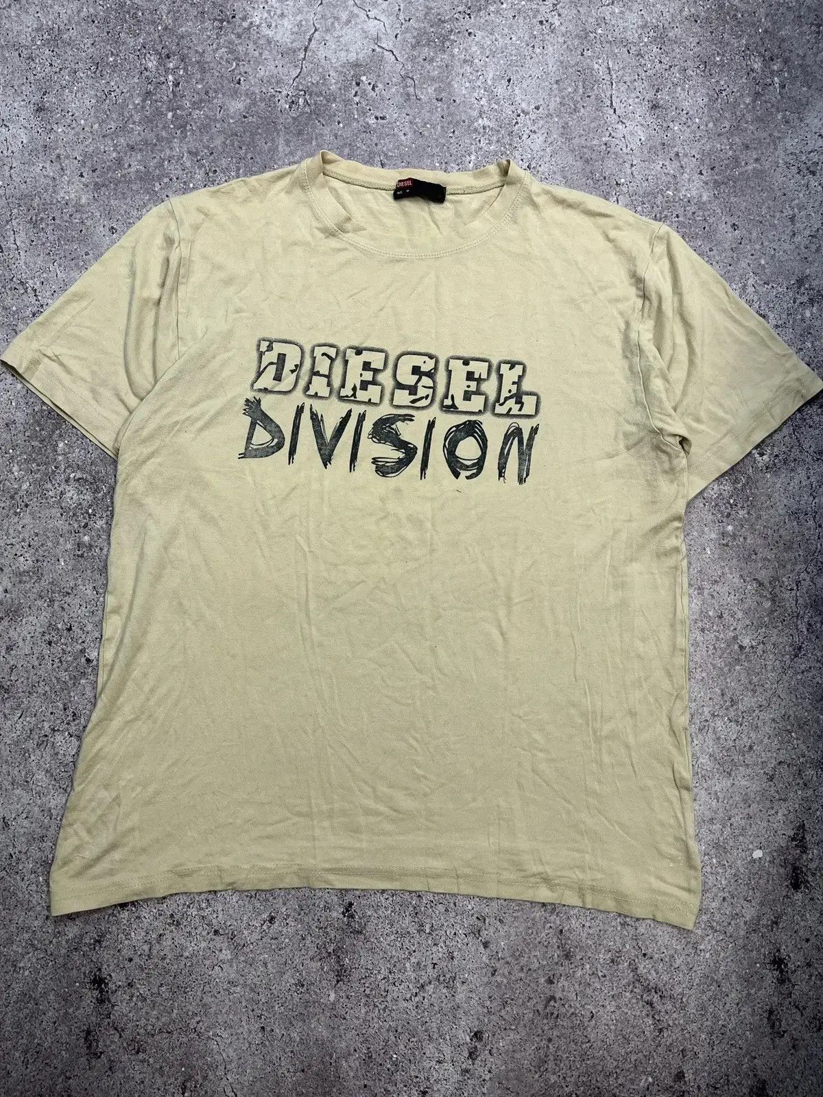 Diesel × Vintage Vintage Diesel Division Distressed Logo Tee Beige Size M Size US M / EU 48-50 / 2 - 1 Thumbnail