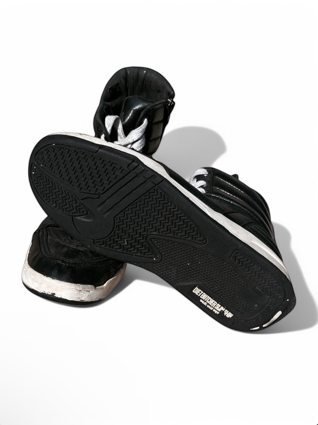 希少【diet butcher slim skin】archive cargo DIET BUTCHER SLIM SKIN BLACK LEATHER HIGH TOPS – glam archive