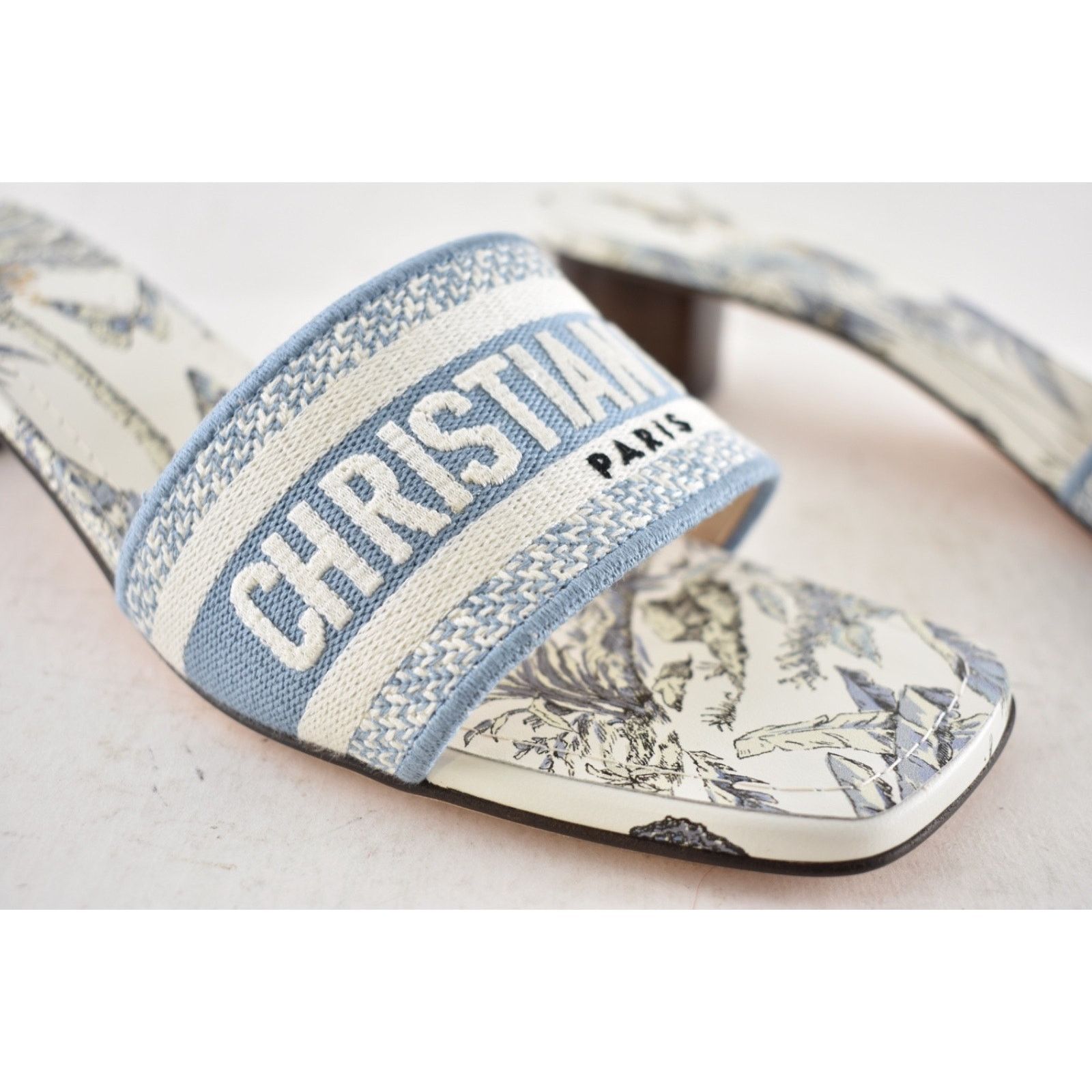 Dior Christian Dior Dway Heeled Slide Blue White TDJ Palms 41.5 Size US 11.5 / IT 41.5 - 5 Thumbnail