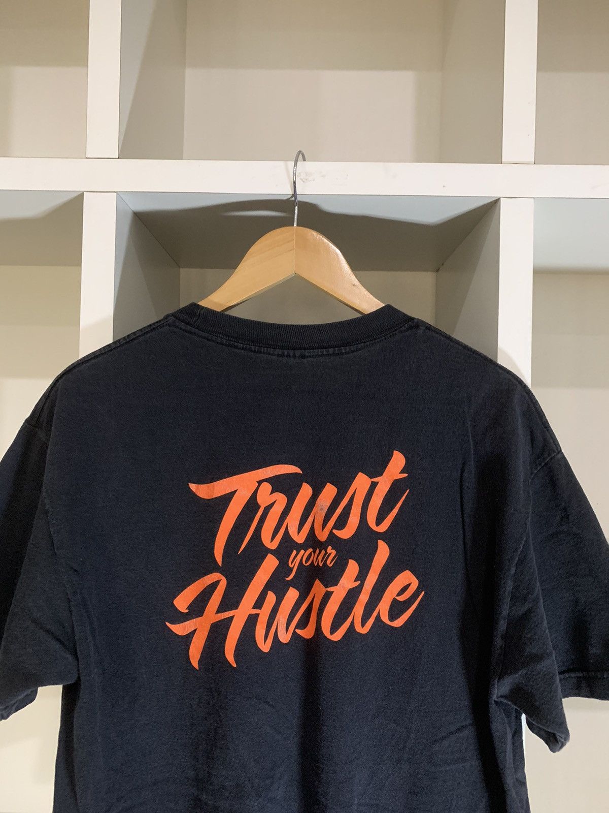 image of Vintage Trust Your Hustle in Faded Black, Men's (Size Medium)