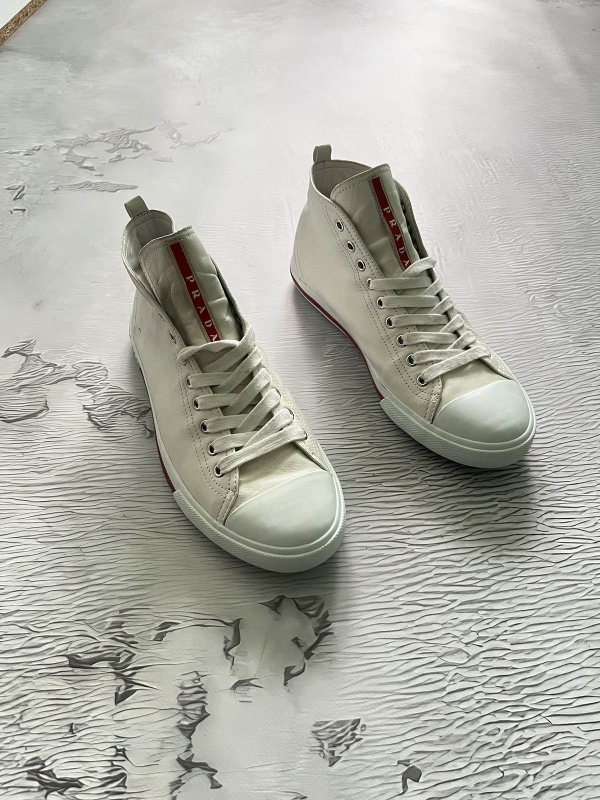 Prada Vintage Luxury High Top Sneakers Casual White