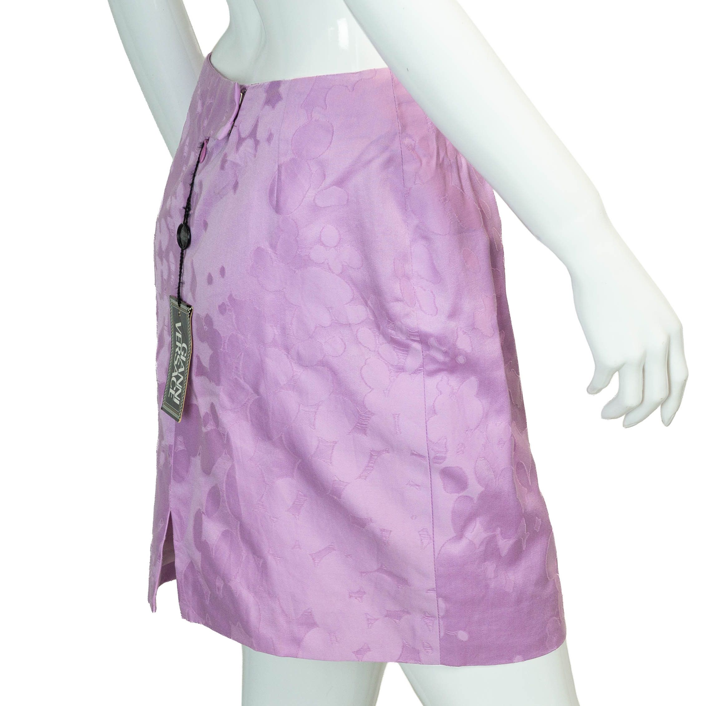Versace GIANNI VERSACE Purple Skirt Vintage 80s 90s Size 28" / US 6 / IT 42 - 2 Thumbnail