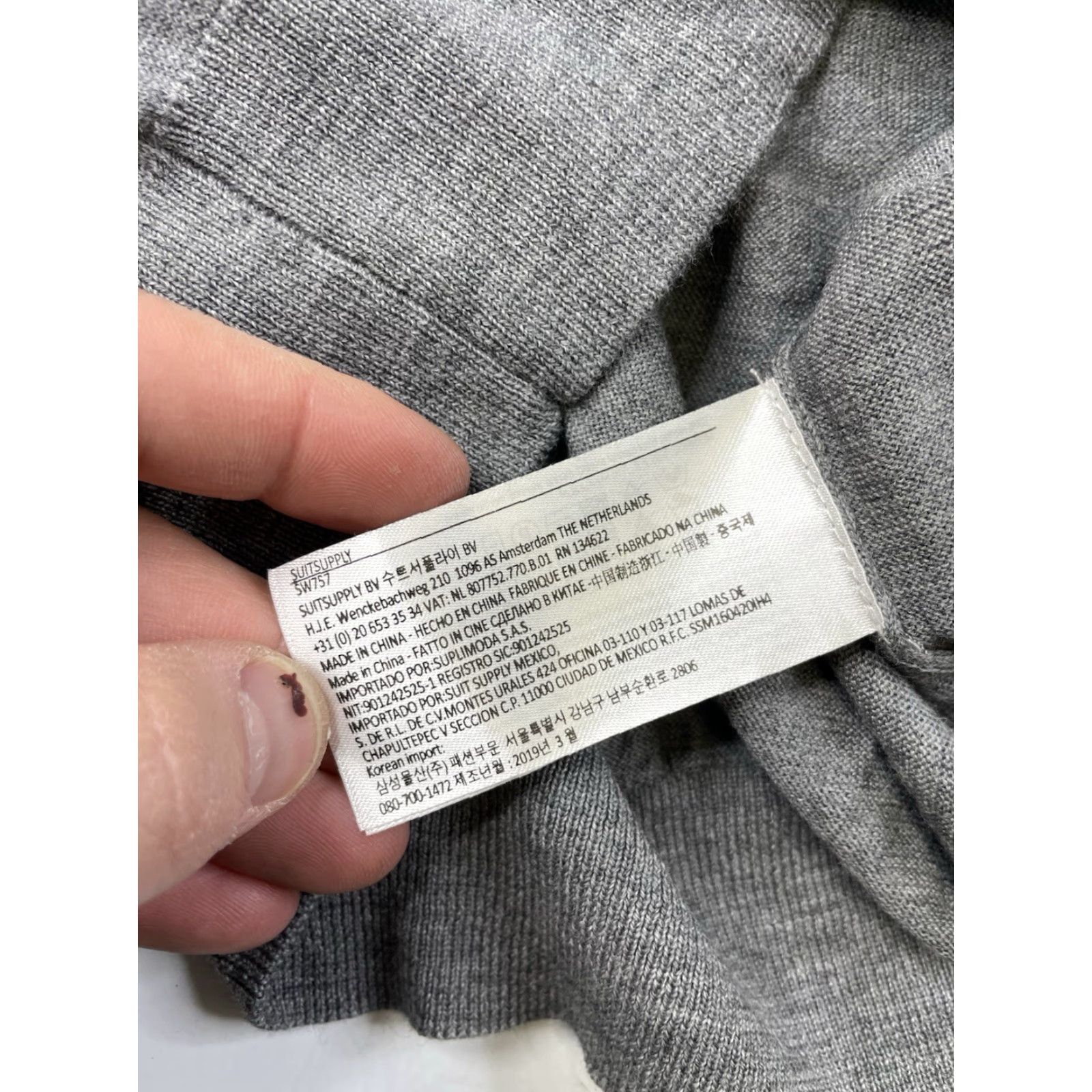 Suitsupply Suitsupply Merino Wool Sweater Men Medium Heathered Gray Crewneck Lightweight Jumper Slim Pullover All Seasons Logo Knit Capable of Machine Washable Size US M / EU 48-50 / 2 - 6 Thumbnail