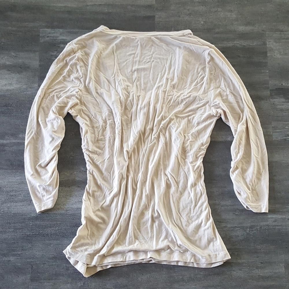 Designer Nude Ruched Vneck NY&C 3/4 Sleeve Size L / US 10 / IT 46 - 2 Thumbnail