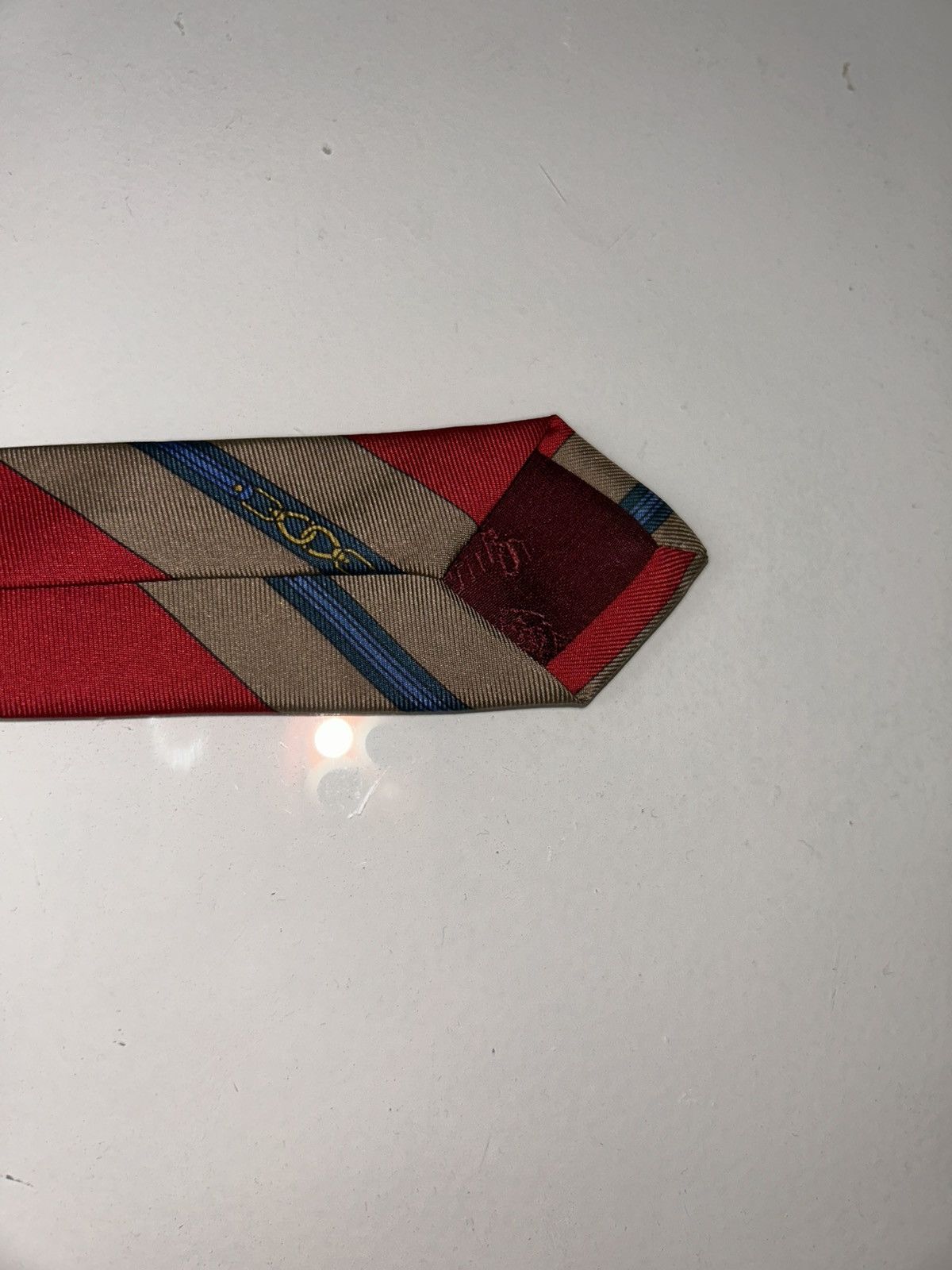 Gucci Vintage Gucci Red Gold & Blue Striped Men’s Silk Tie Size ONE SIZE - 11 Thumbnail