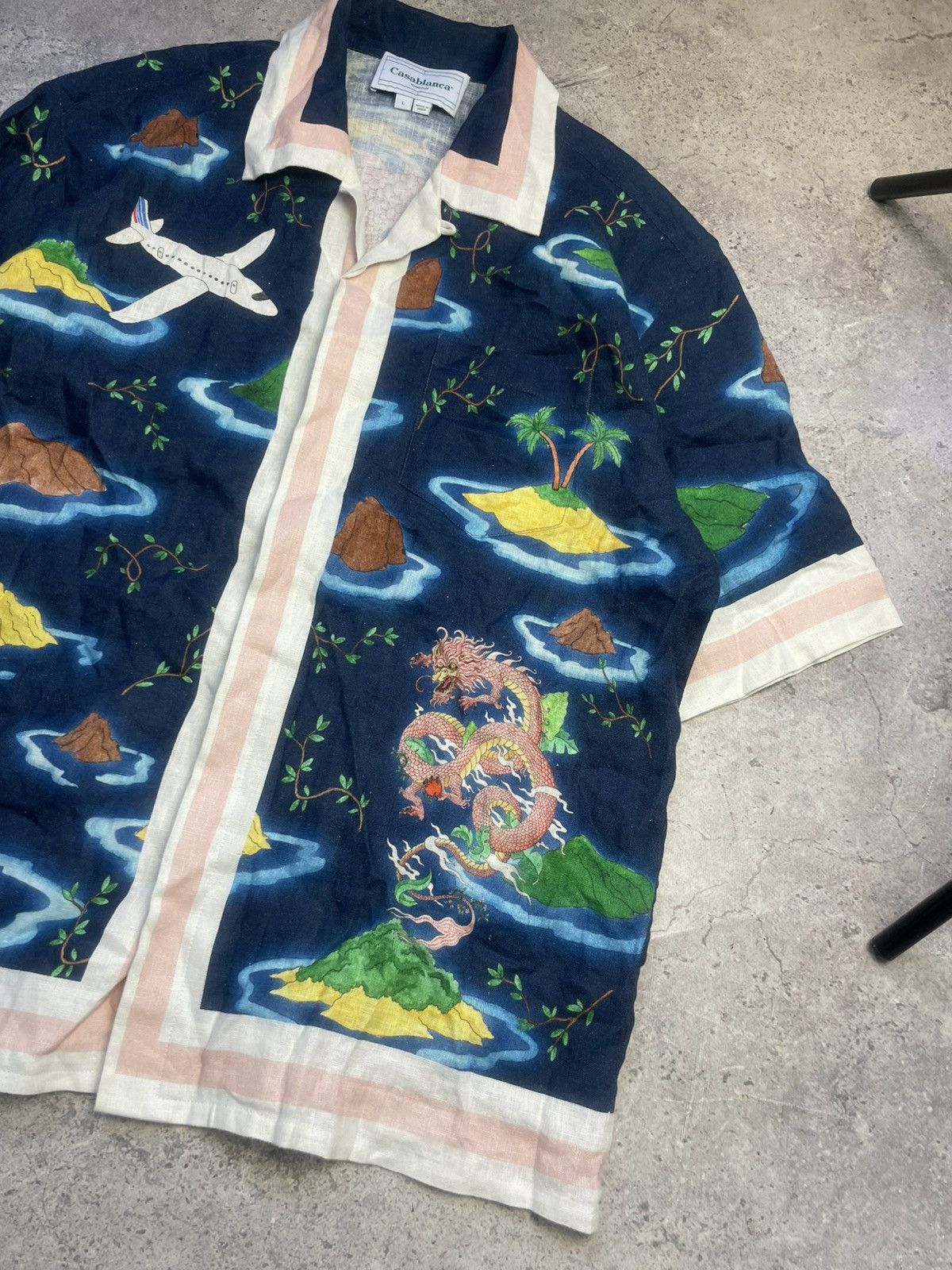 Casablanca Casablanca Tennis Club Island Dragon Printed Linen Shirt Size US L / EU 52-54 / 3 - 4 Thumbnail