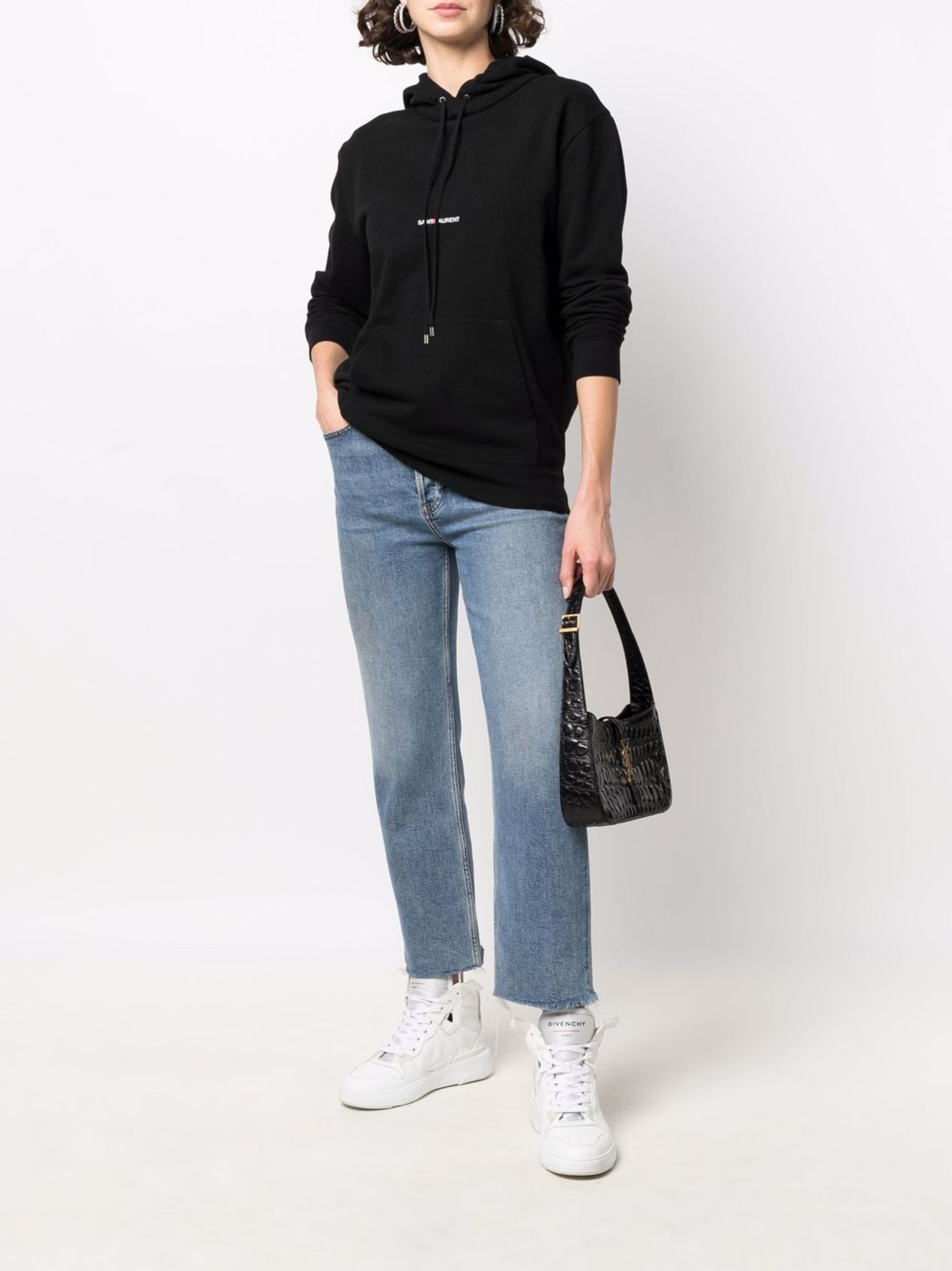 Saint Laurent Paris o1s1wg111124 Dup / Rive Gauche Hoodie in Black Size M / US 6-8 / IT 42-44 - 2 Thumbnail